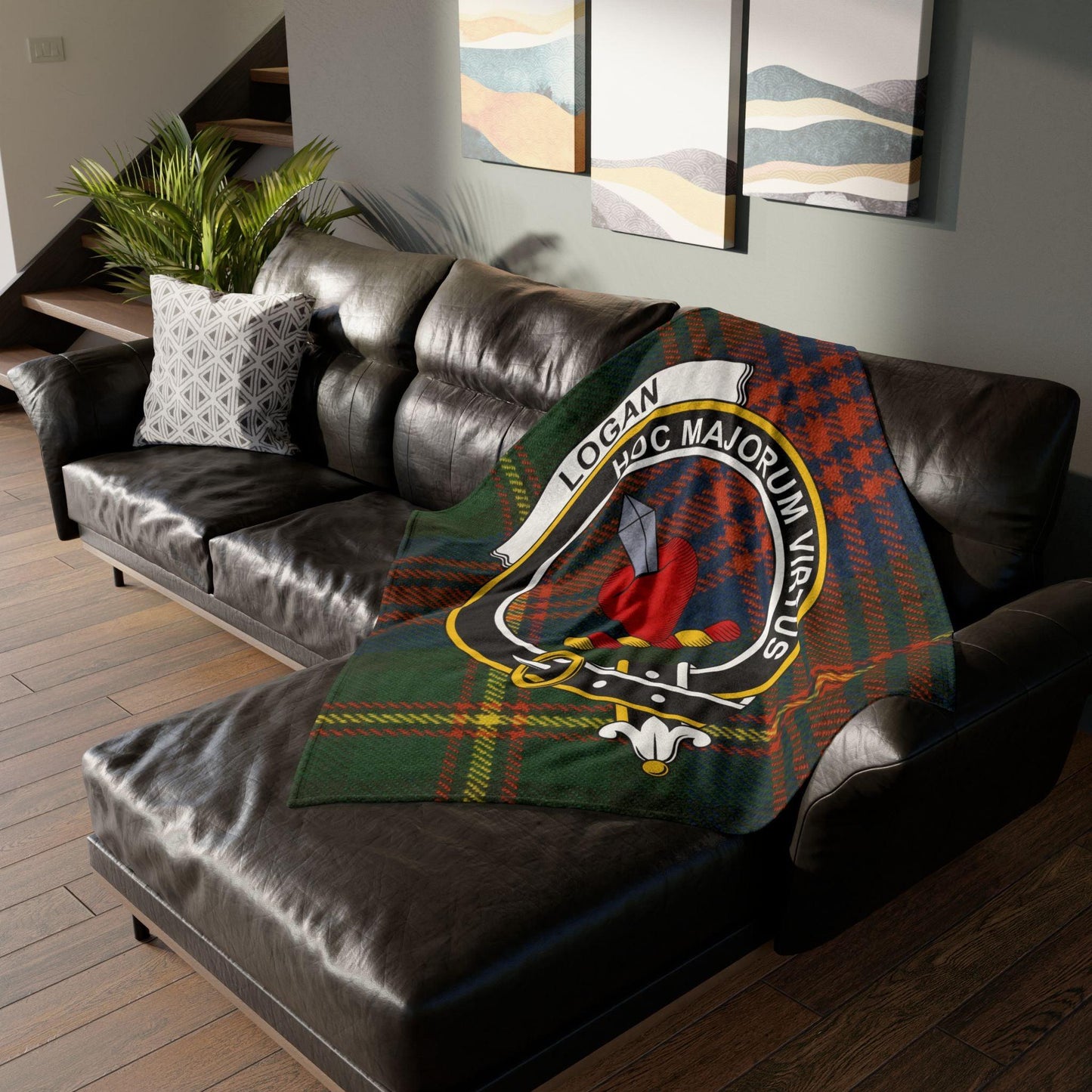 Logan Clan Tartan Blanket – Scottish Crest Throw, Soft & Cozy - Celtic Ancestry Gifts