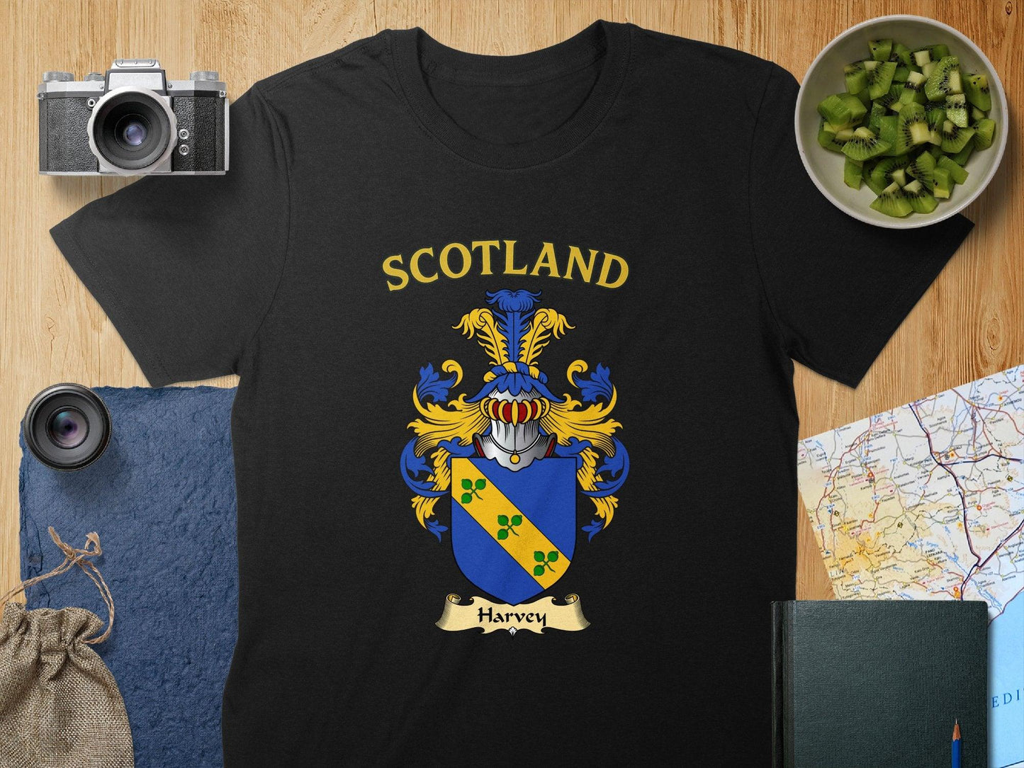 Harvey Clan Family Crest Scotland T-Shirt - Celtic Ancestry Gifts