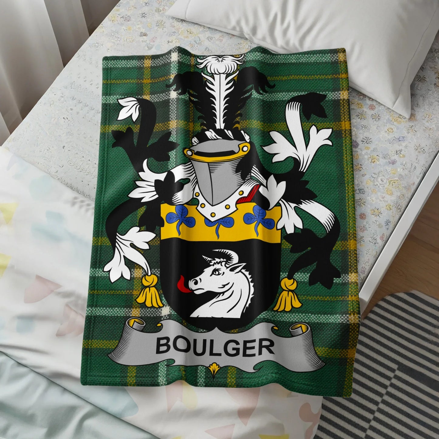 Boulger Family Crest Tartan Blanket Unique Product