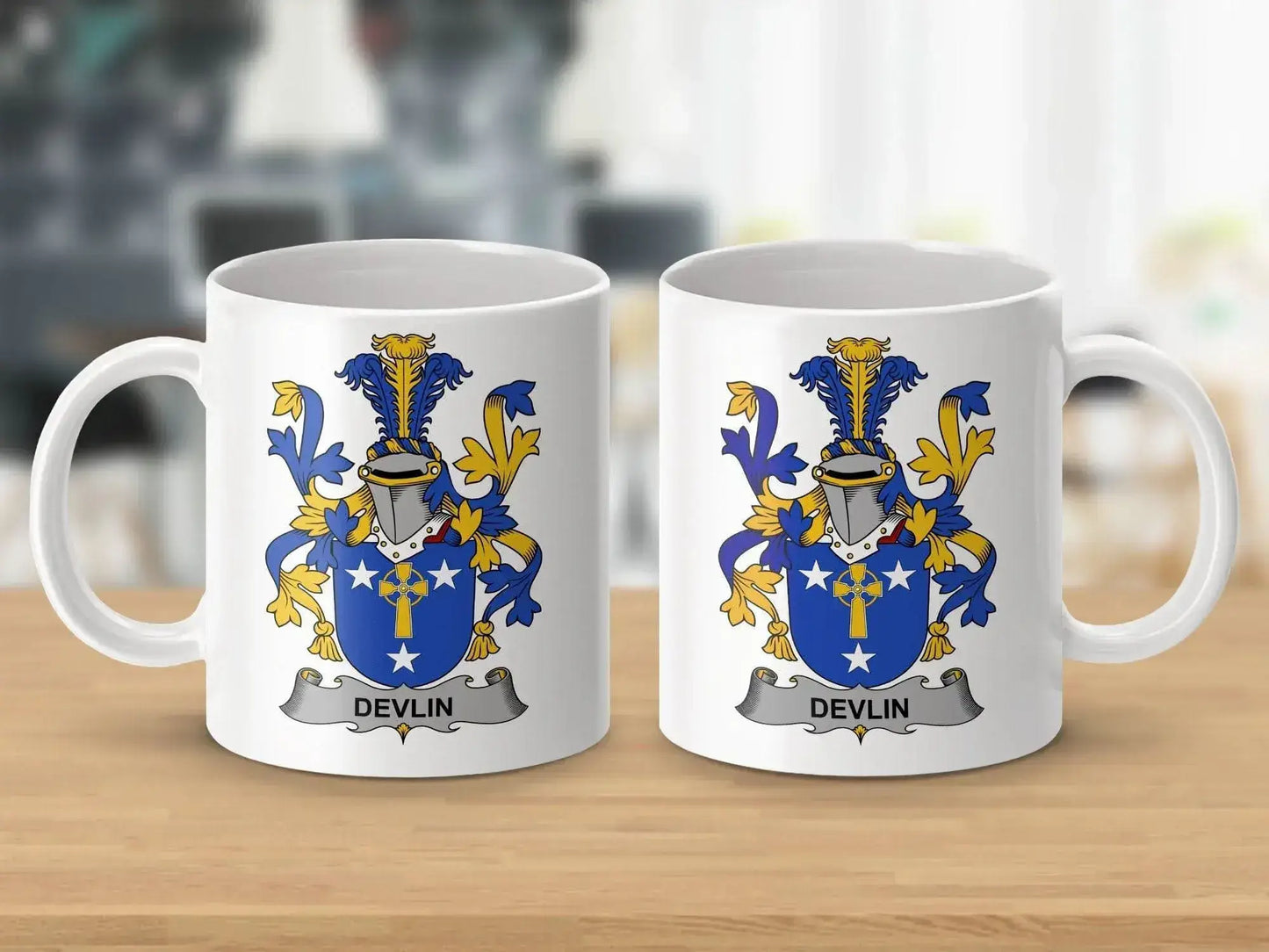 Devlin Surname Irish Family Crest Mug - Celtic Ancestry Gifts