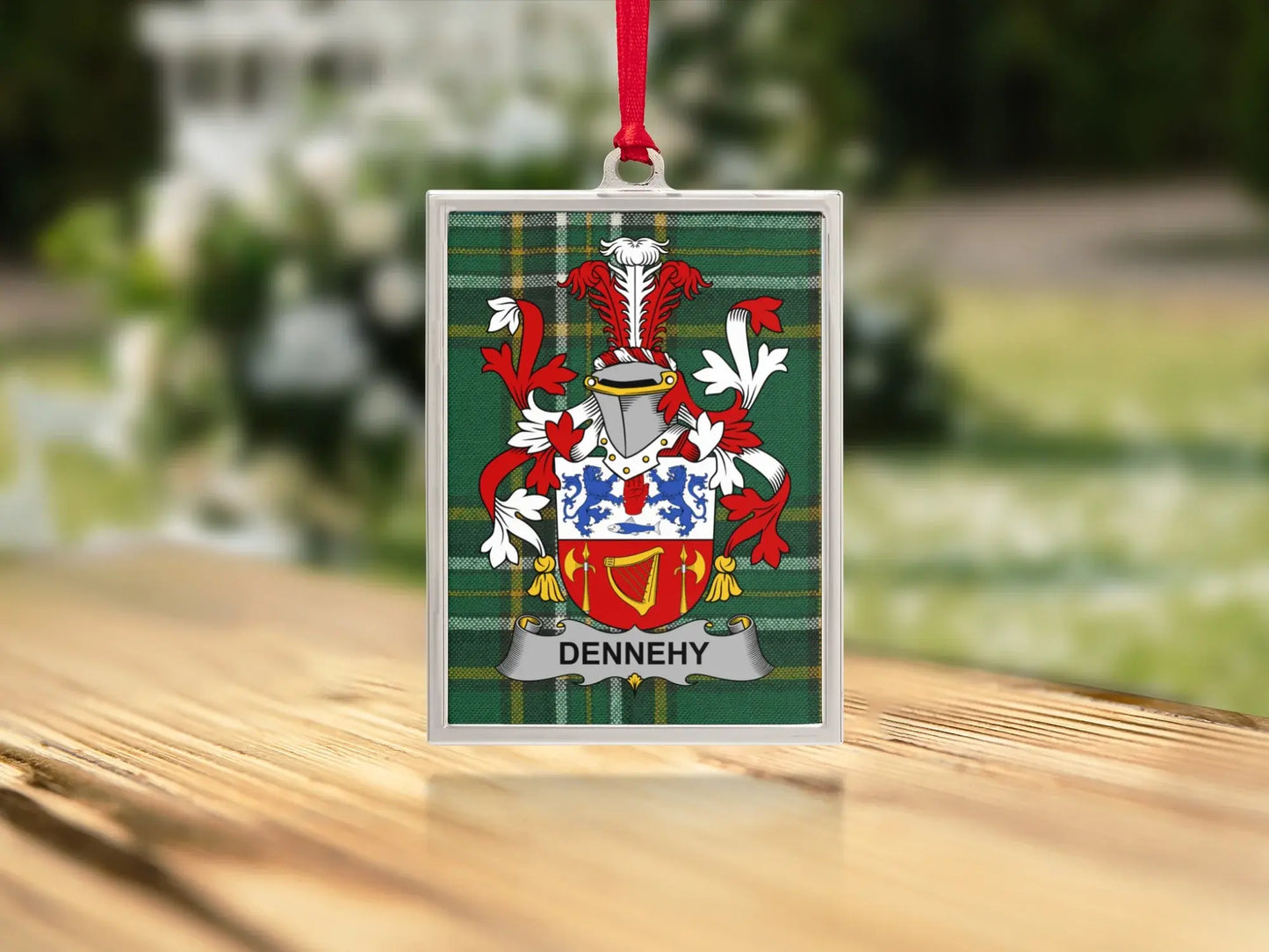 Dennehy Family Crest Plaid Pattern Ornament product