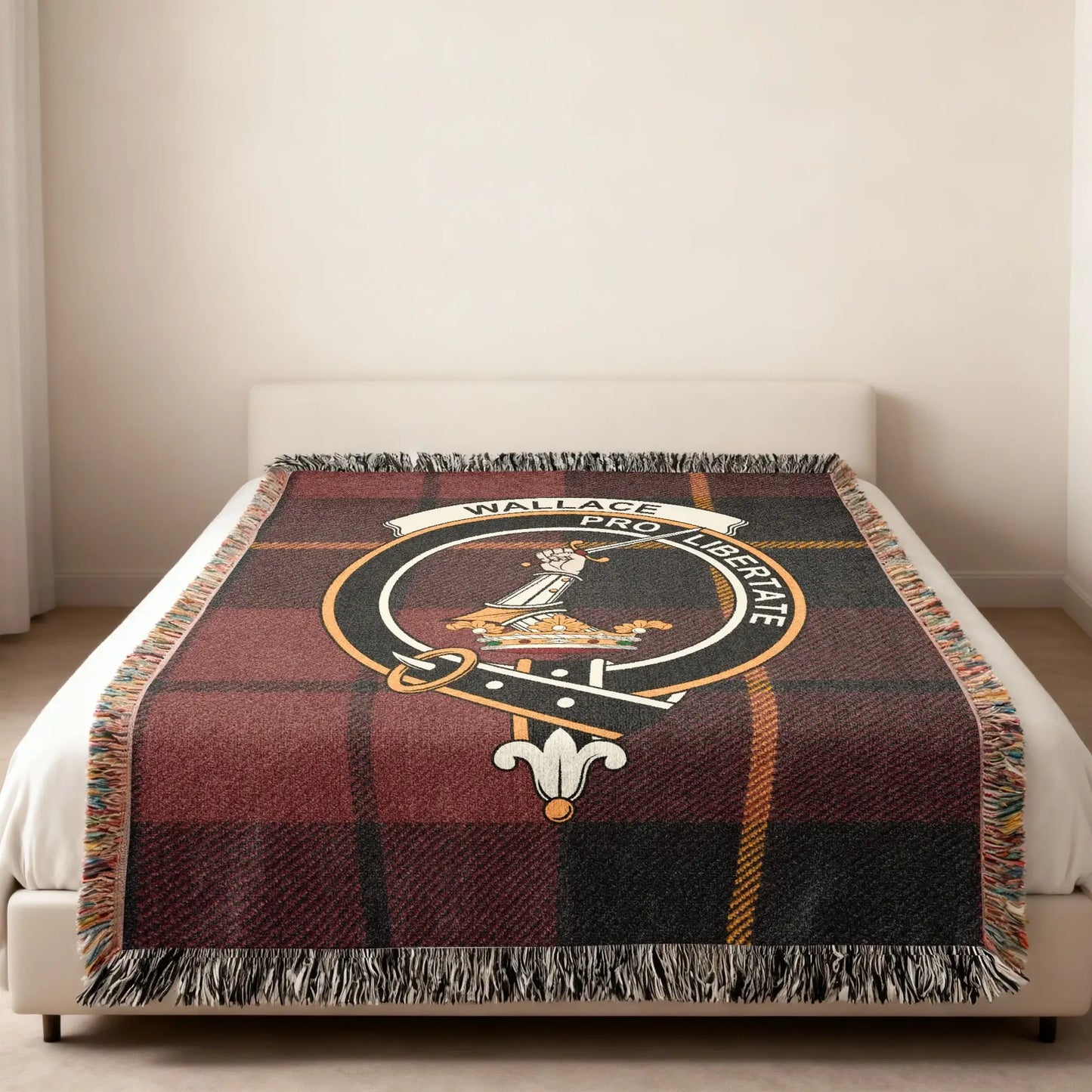 Wallace Pro Libertate Crest Plaid Pattern Throw Blanket