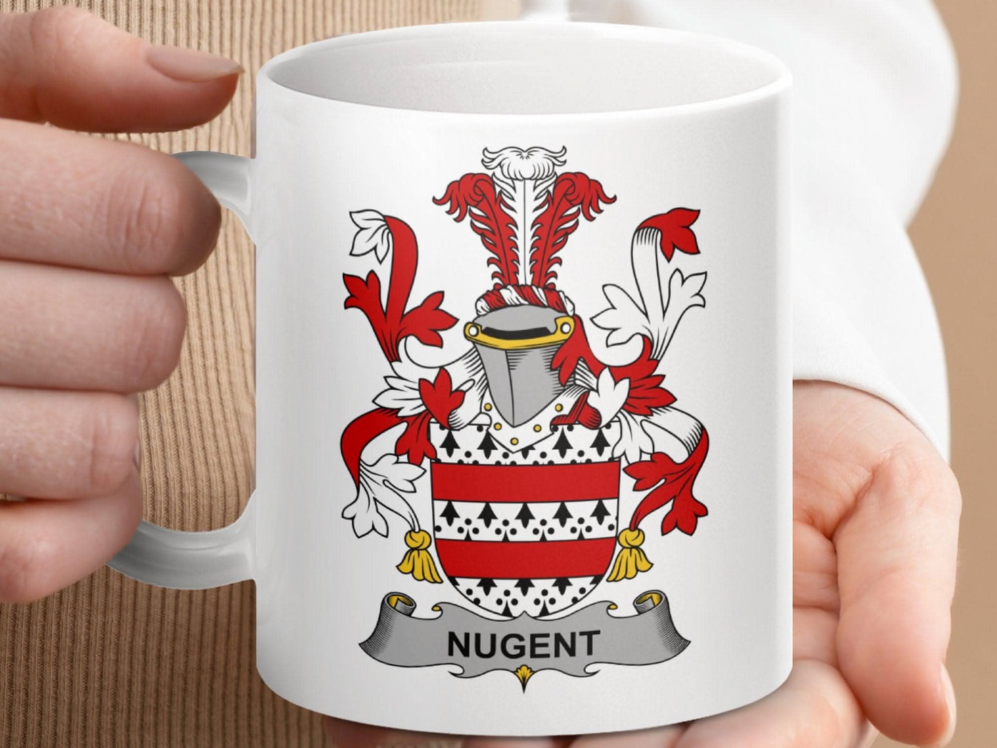 Nugent Family Crest Historical Emblem Mug - Celtic Ancestry Gifts