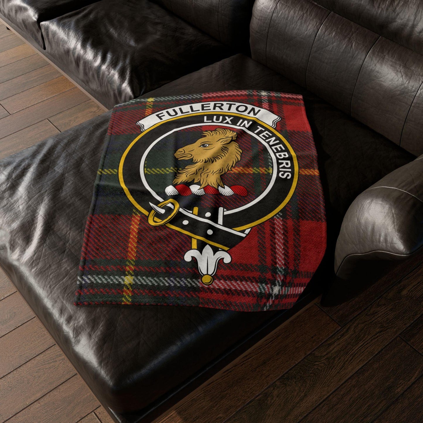 Fullerton Clan Tartan Blanket – Scottish Crest Throw