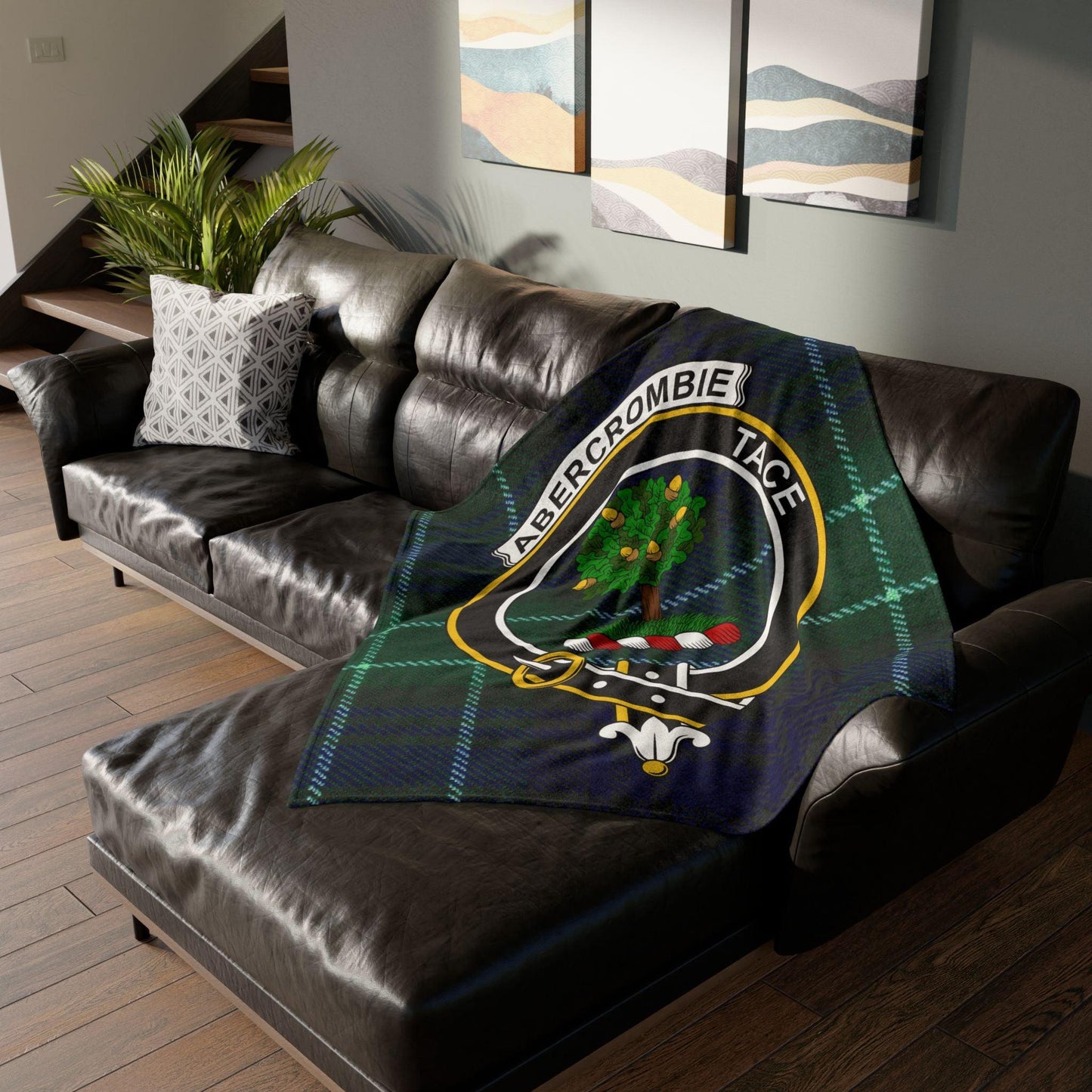 Abercrombie Clan Crest Scottish Tartan Blanket - Celtic Ancestry Gifts