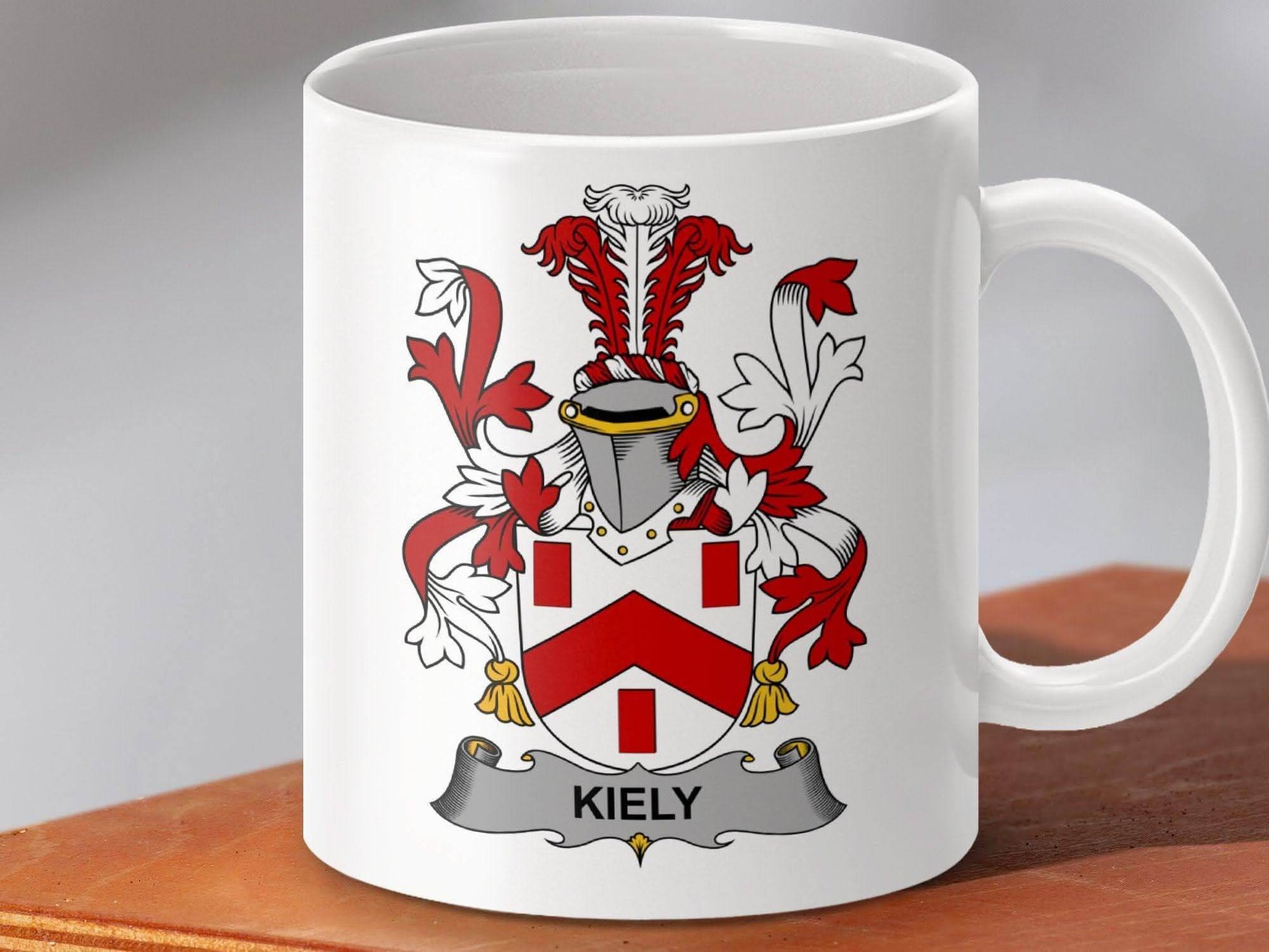 Kiely Surname Irish Family Crest Graphic Design Mug - Celtic Ancestry Gifts