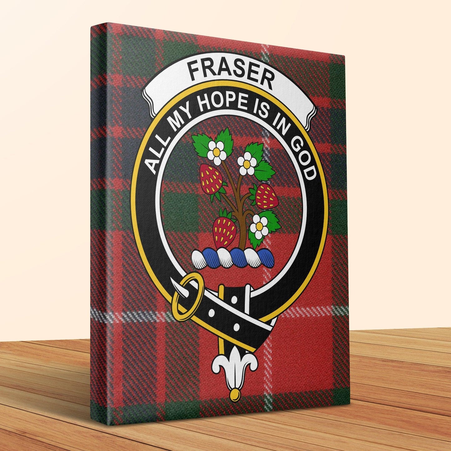 Fraser Clan Crest All My Hope is in God Canvas Print product type