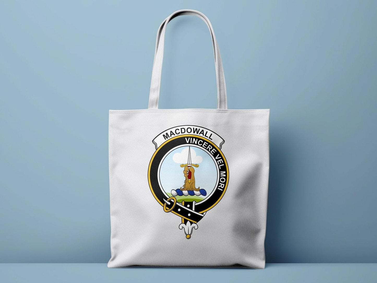 Macdowall Clan Crest Tote Bags - Celtic Ancestry Gifts