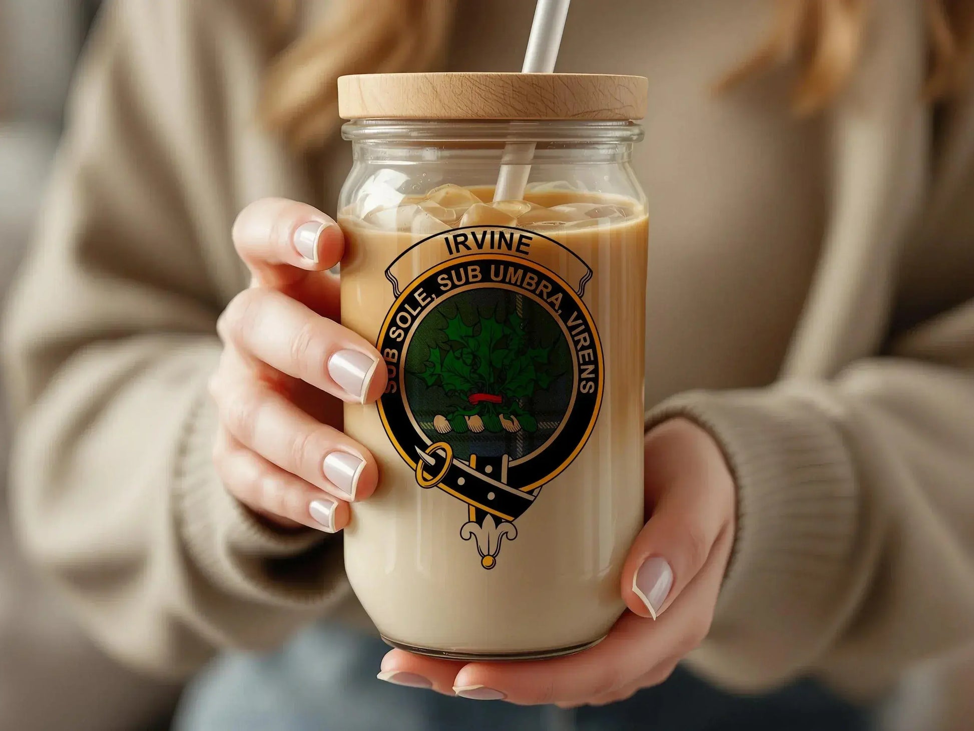 Elegant Beverage Jar with Irvine Clan Emblem product type