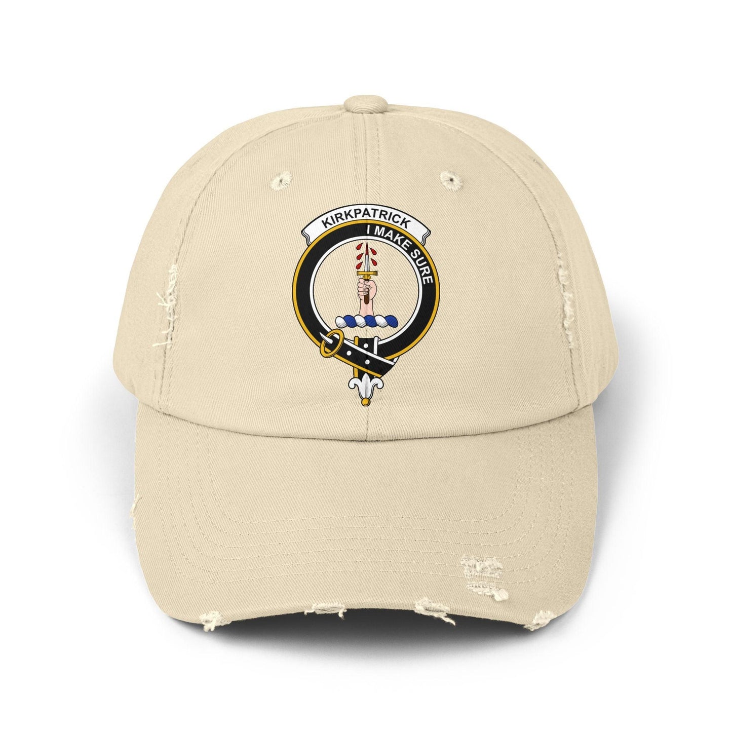 Kirkpatrick Clan Crest Scottish Distressed Baseball Cap - Celtic Ancestry Gifts