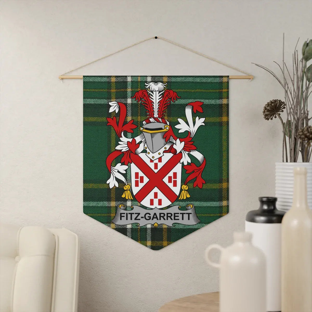 Fitz-Garrett Family Crest Plaid Wall Hanging product
