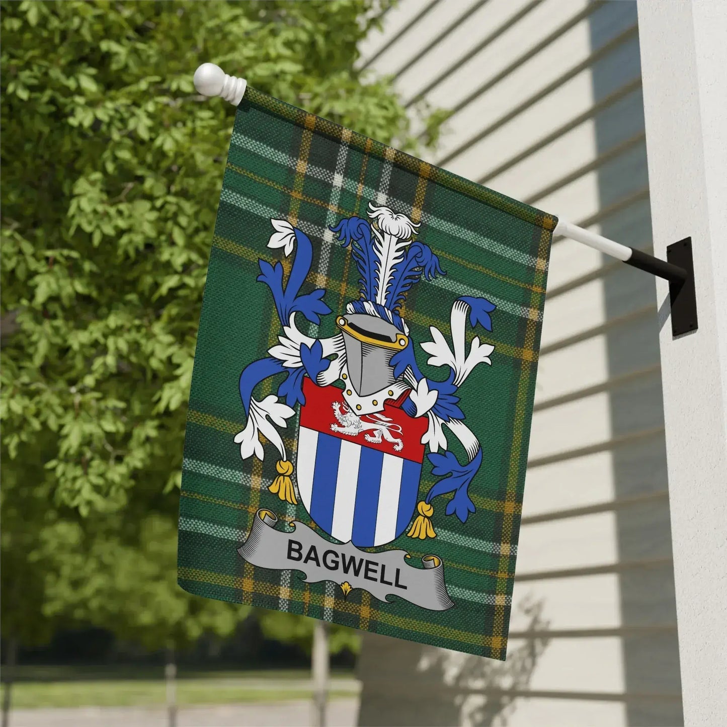 Bagwell Family Crest Flag Heritage Display Product