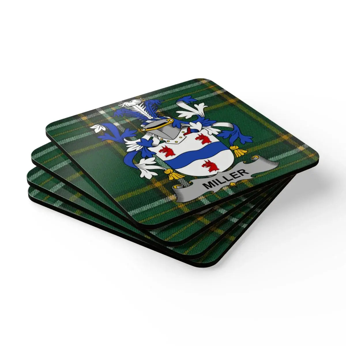 Miller Family Crest Tartan Design Coaster Set product