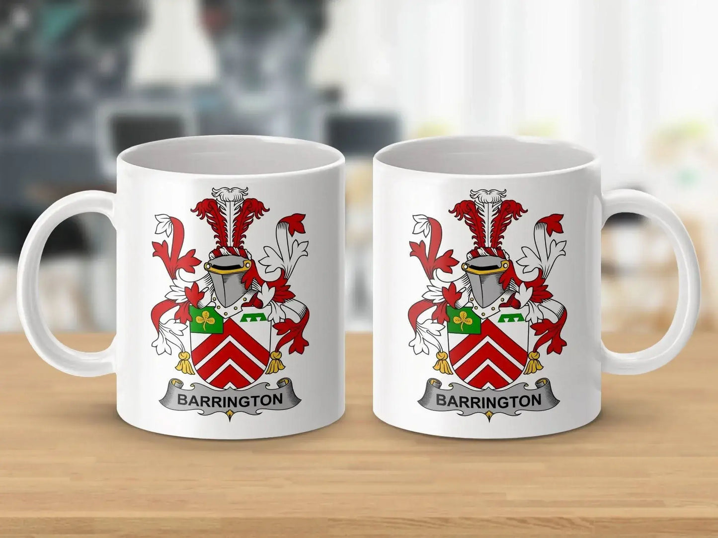Barrington Irish Surname Family Crest Novelty Coffee mug - Celtic Ancestry Gifts