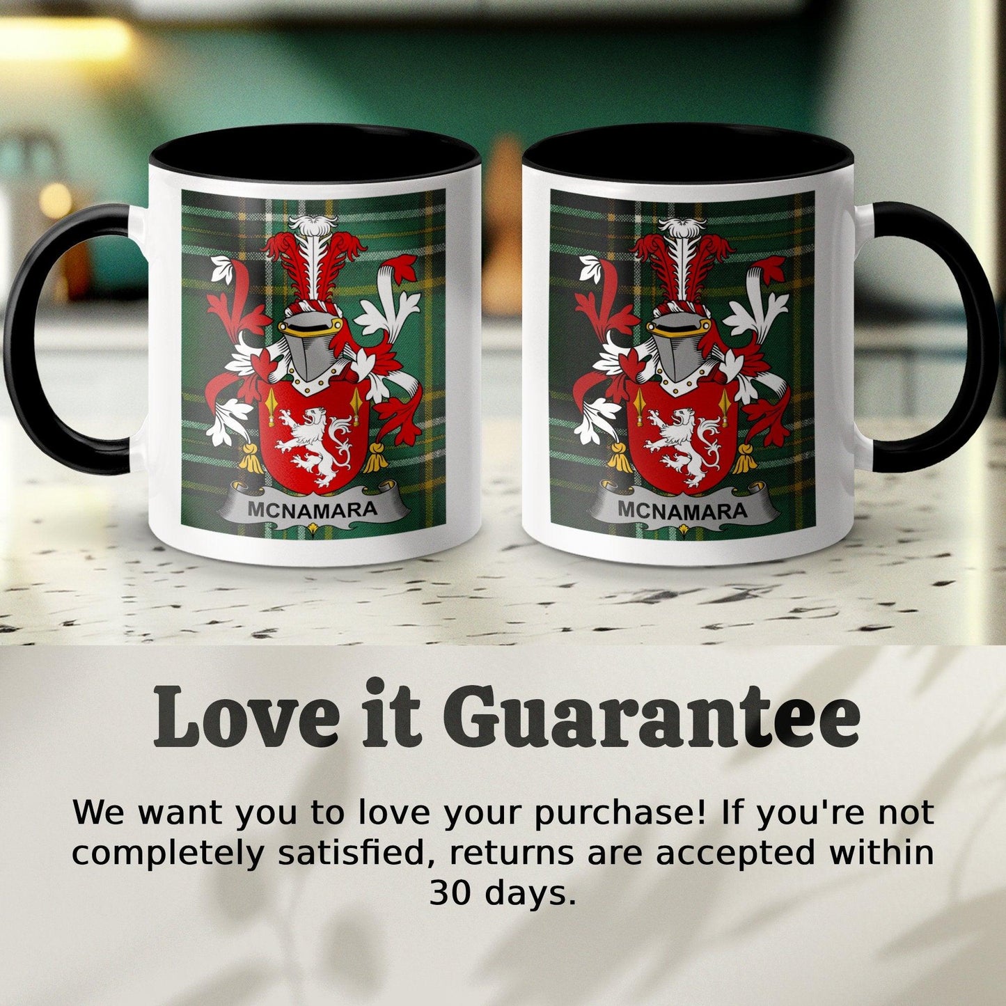 McNamara Family Crest Coffee Mug, Custom Irish Heritage Ceramic Cup, Personalized Surname Gift, Unique Celtic Design Drinkware