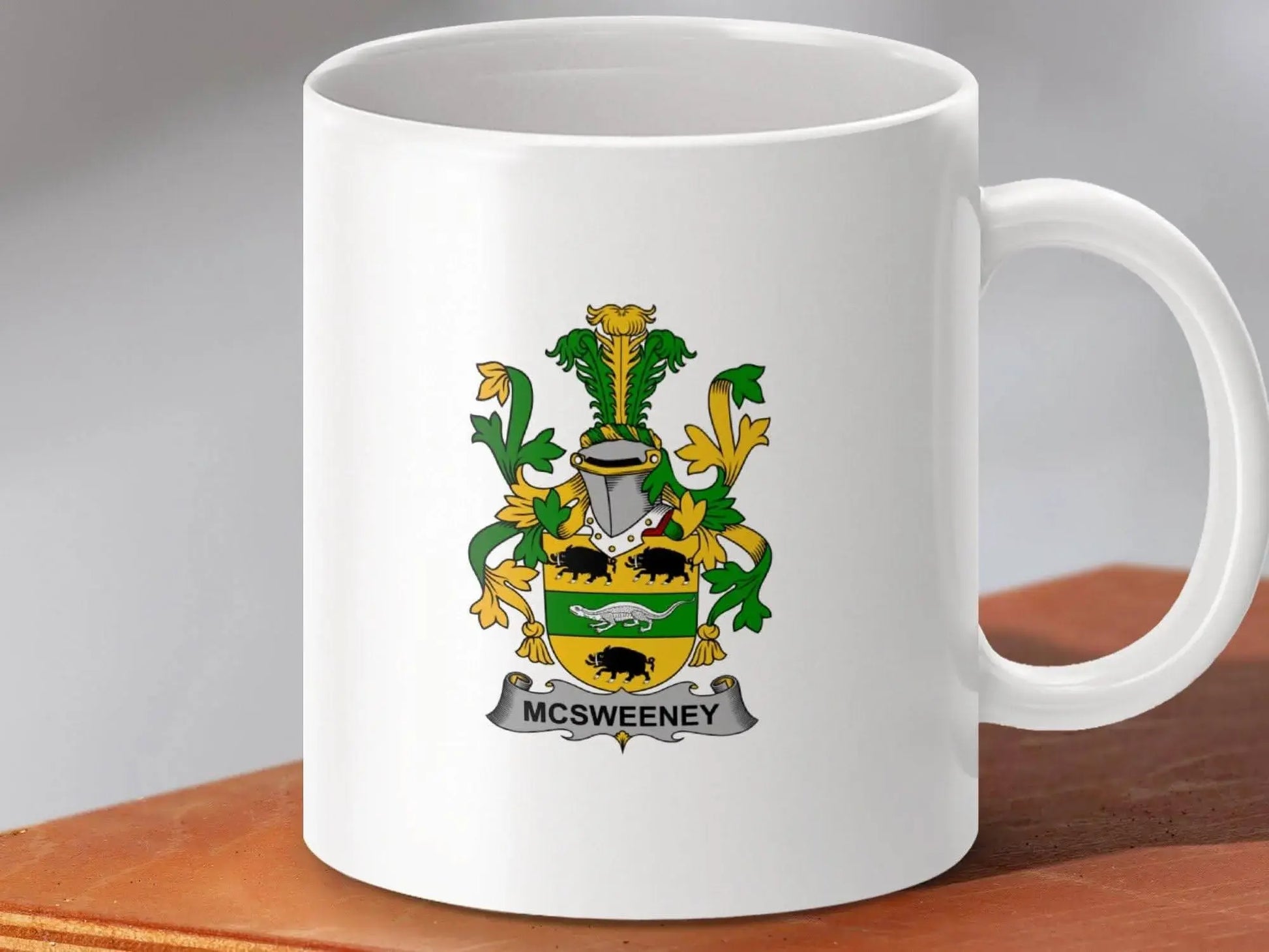 McSweeney Surname Family Crest Irish Tartan Mug - Celtic Ancestry Gifts