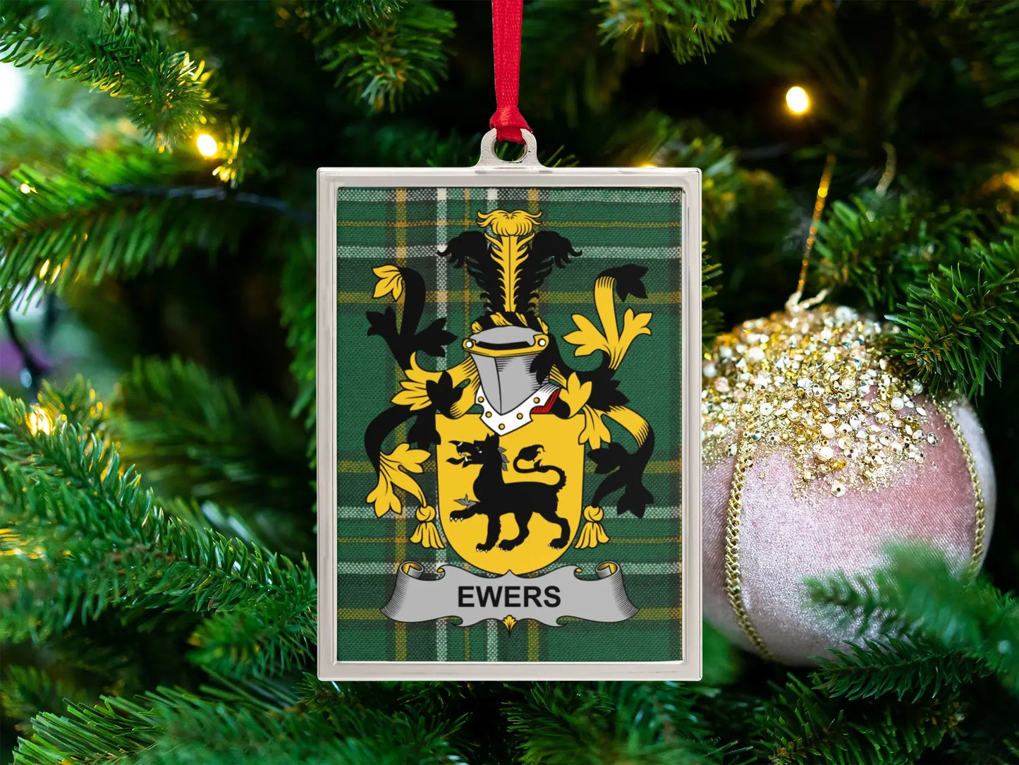 Ewers Coat of Arms Plaid Ornament product