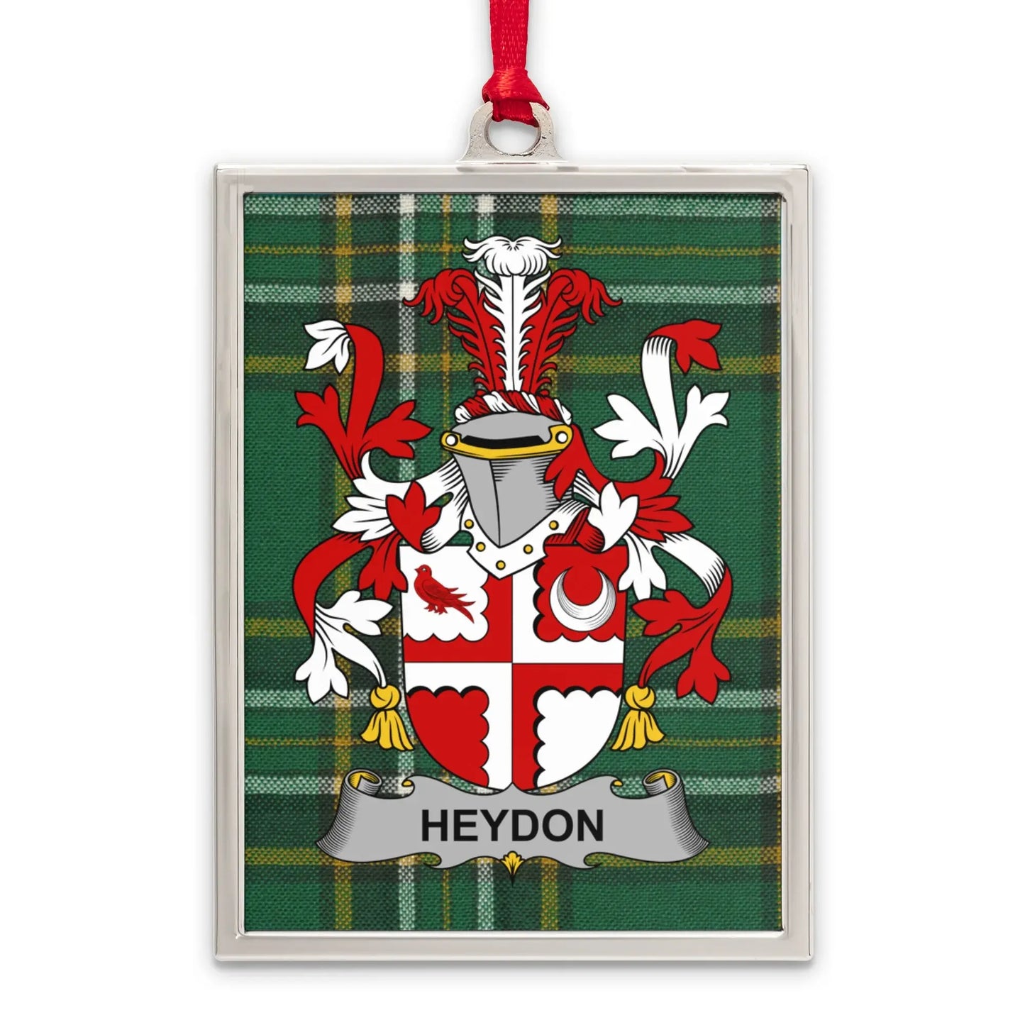 Heydon Family Crest Plaid Background Ornament product