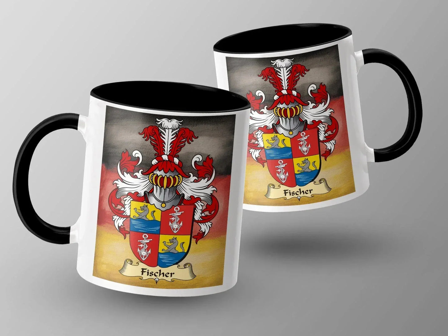 Vintage Fischer Family Crest German Flag Design Mug product