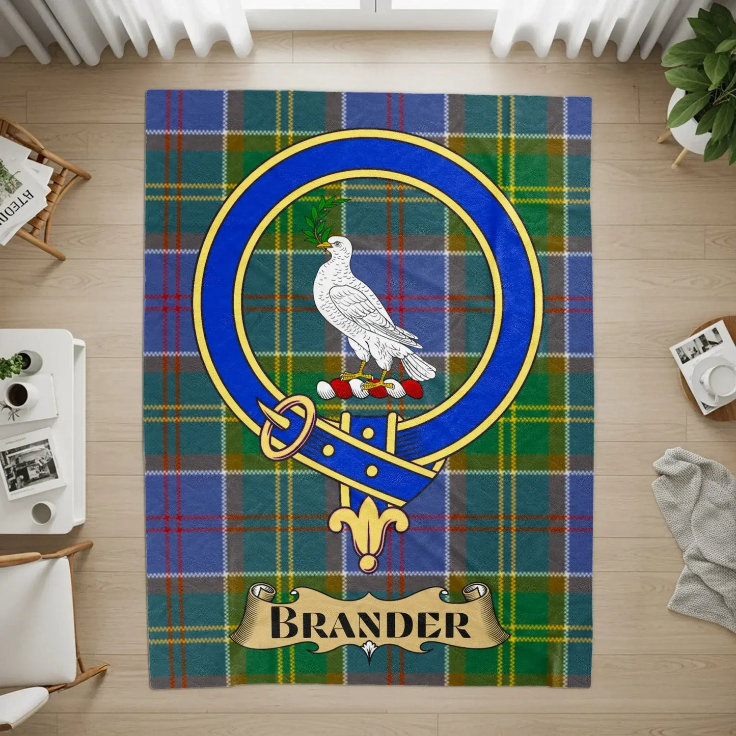 Brander Tartan Rug with Emblem Design product type