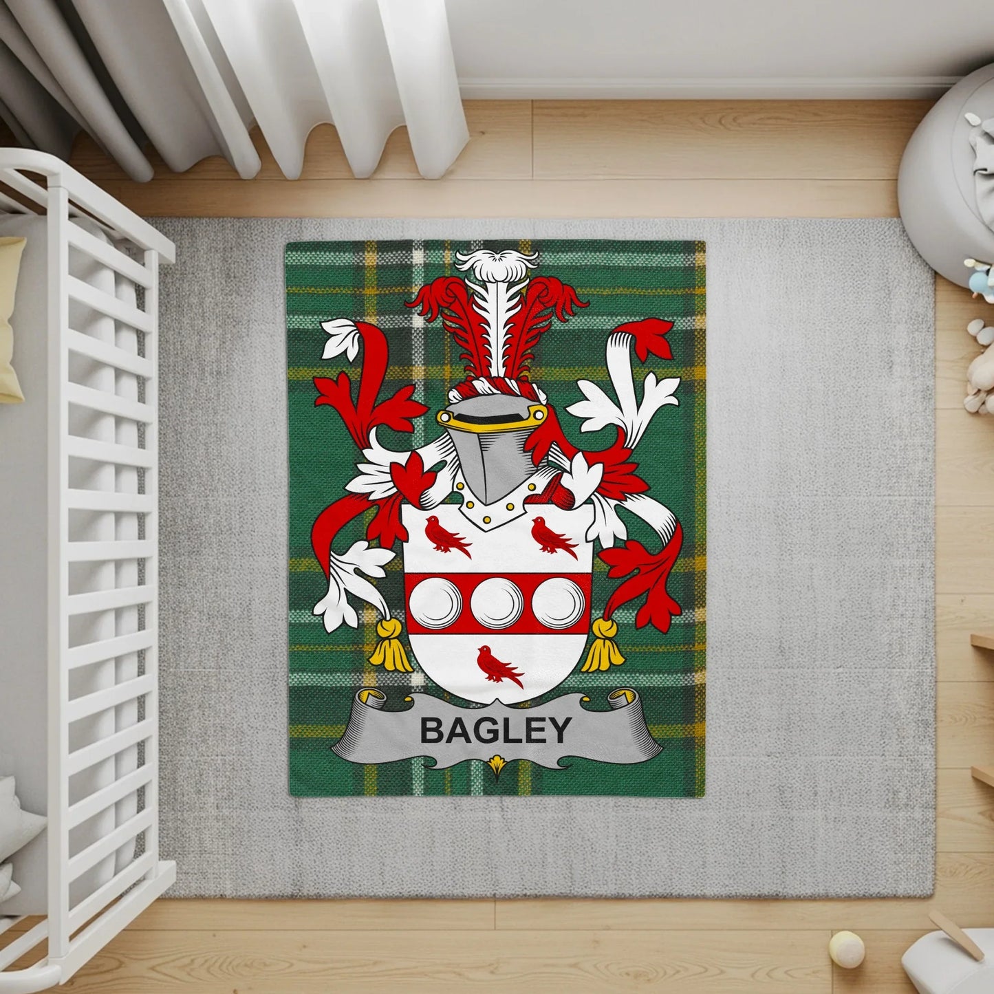Family Crest with Tartan Background Bagley Product Type