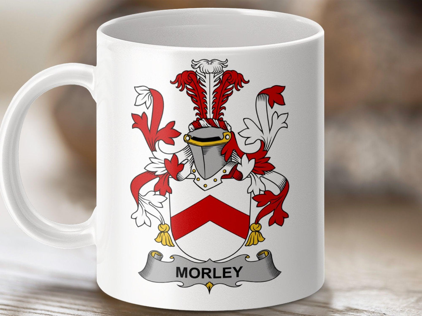 Morley Family Crest Coat of Arms Mug - Celtic Ancestry Gifts