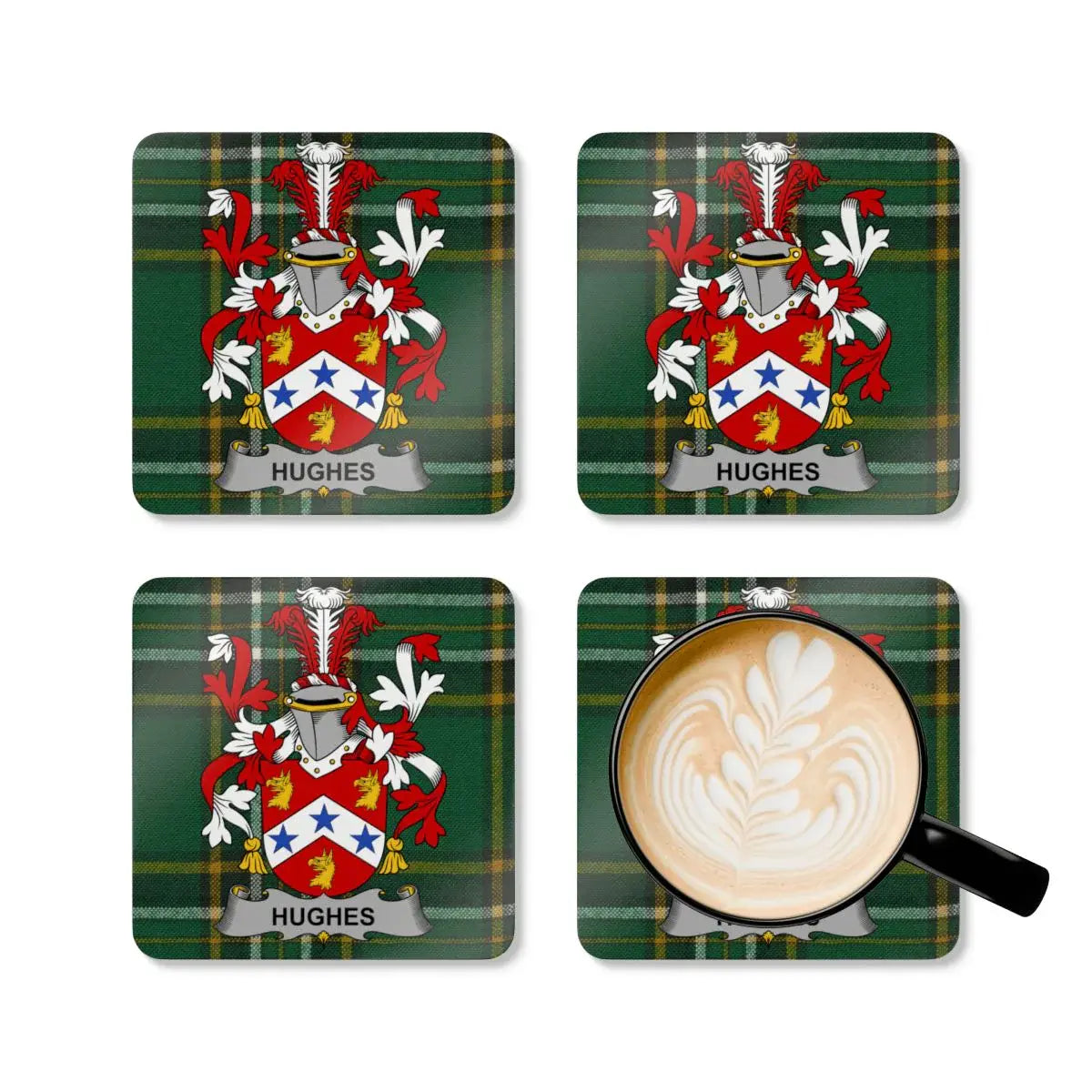 Hughes Family Crest Tartan Coaster Set product