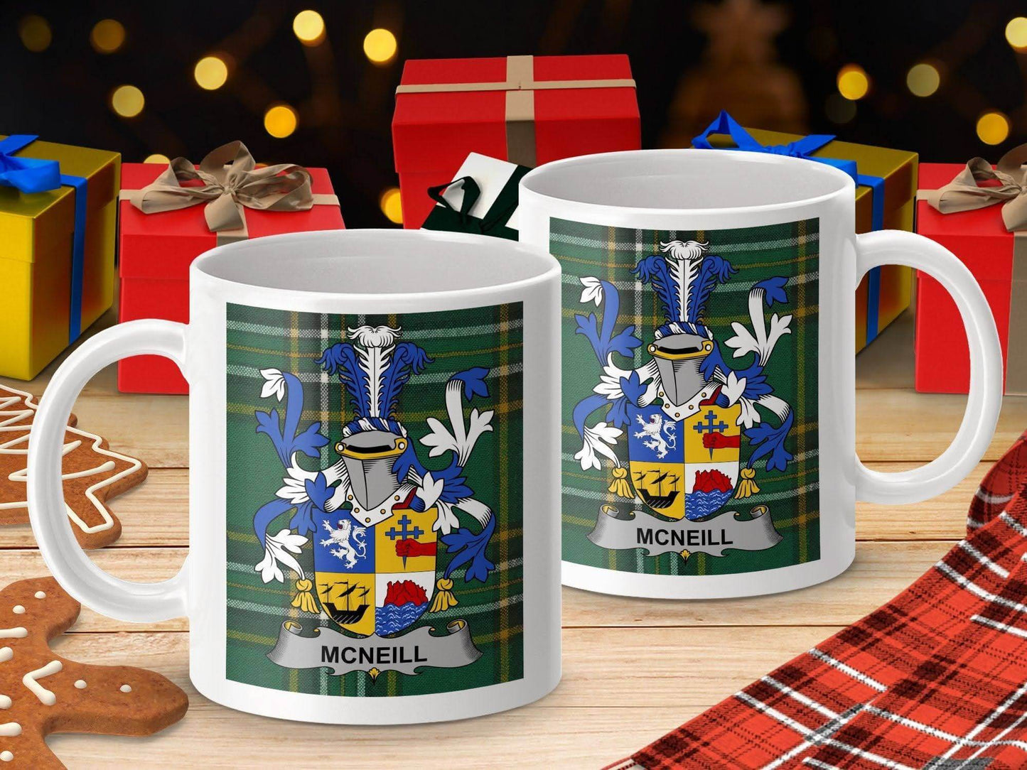 McNeill Surname Family Crest Irish Tartan Mug - Celtic Ancestry Gifts