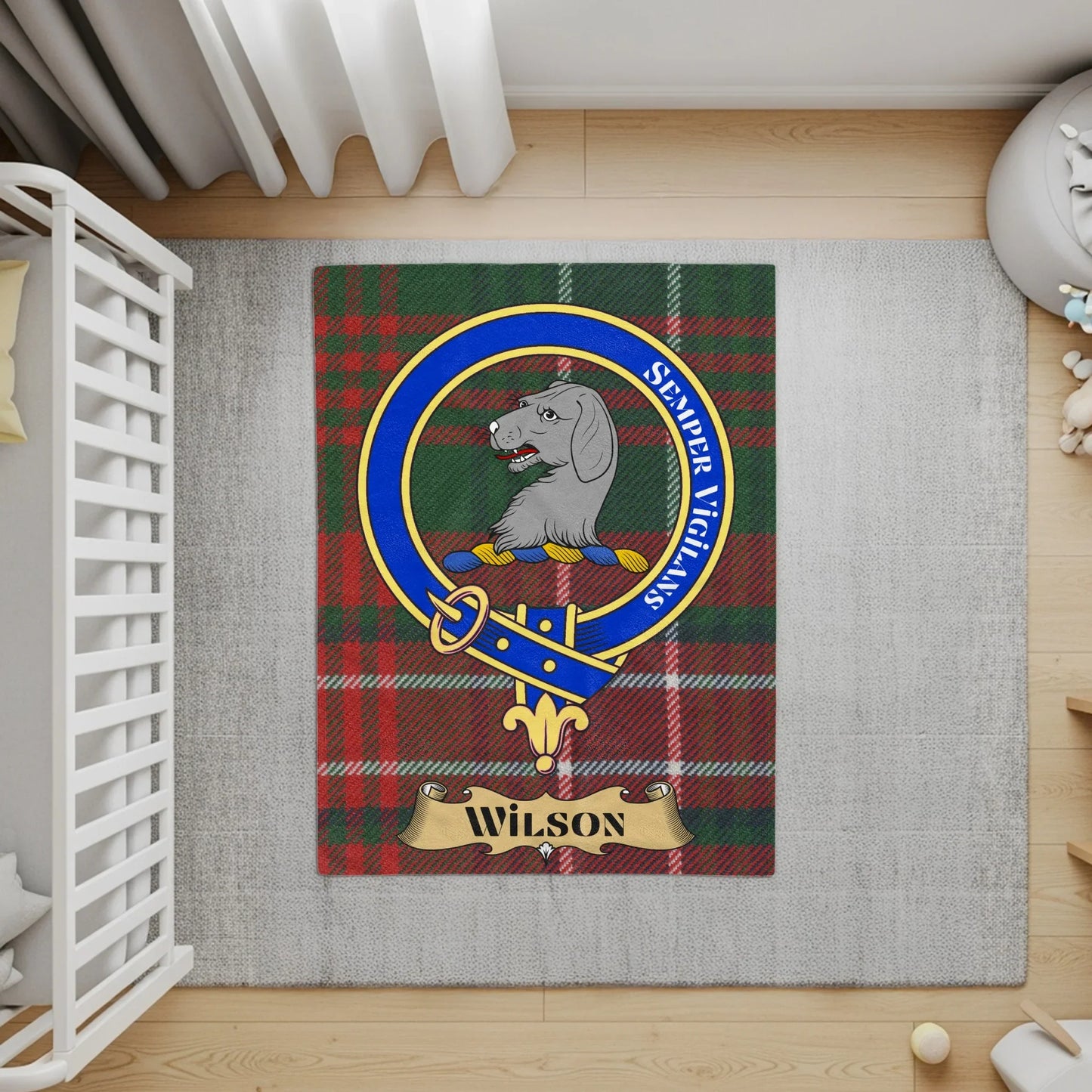 Wilson Tartan Clan Crest Rug Family Name Product