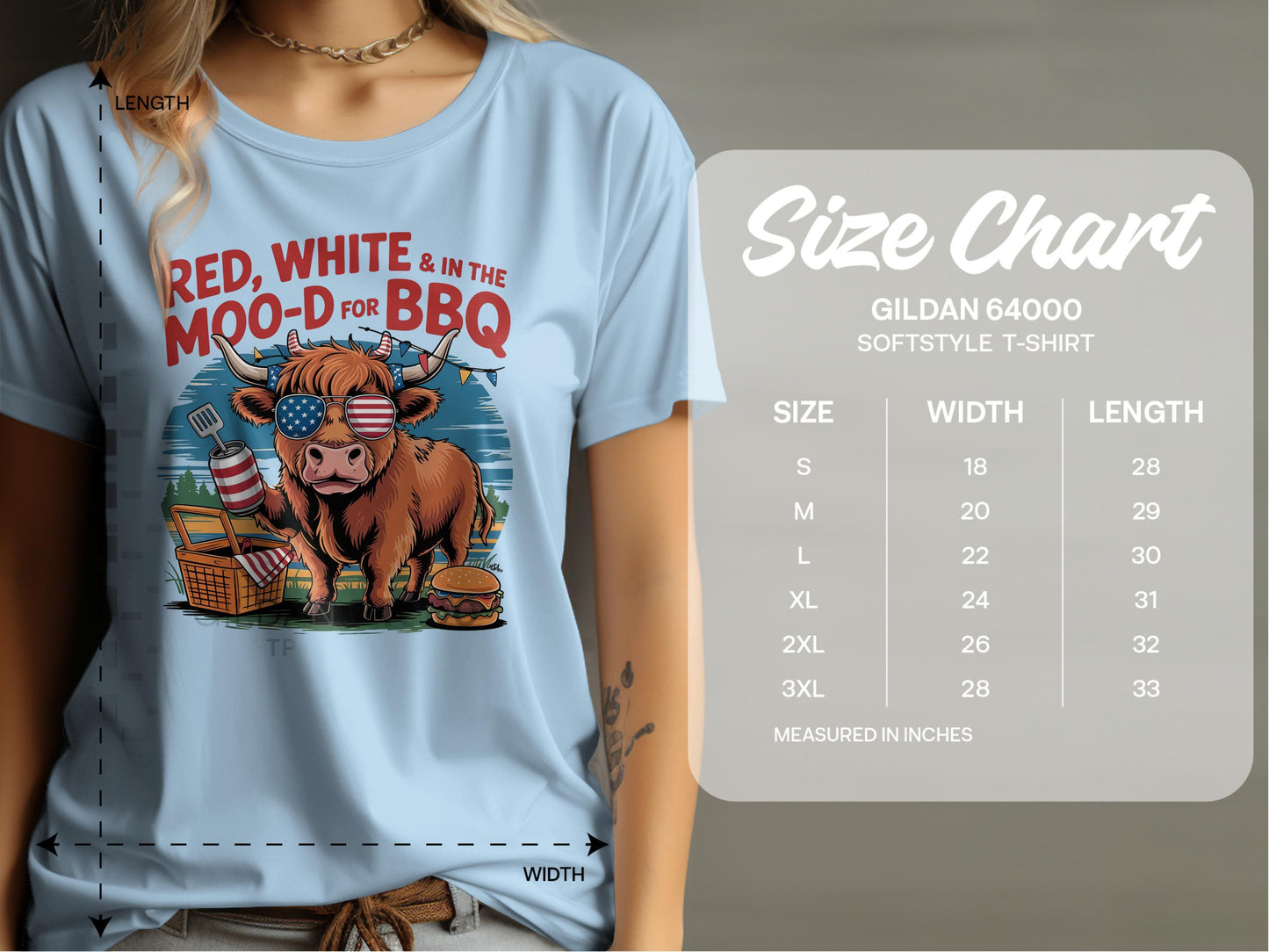Patriotic Cow BBQ Graphic T-Shirt Funny Summer Design T-Shirt - Celtic Ancestry Gifts