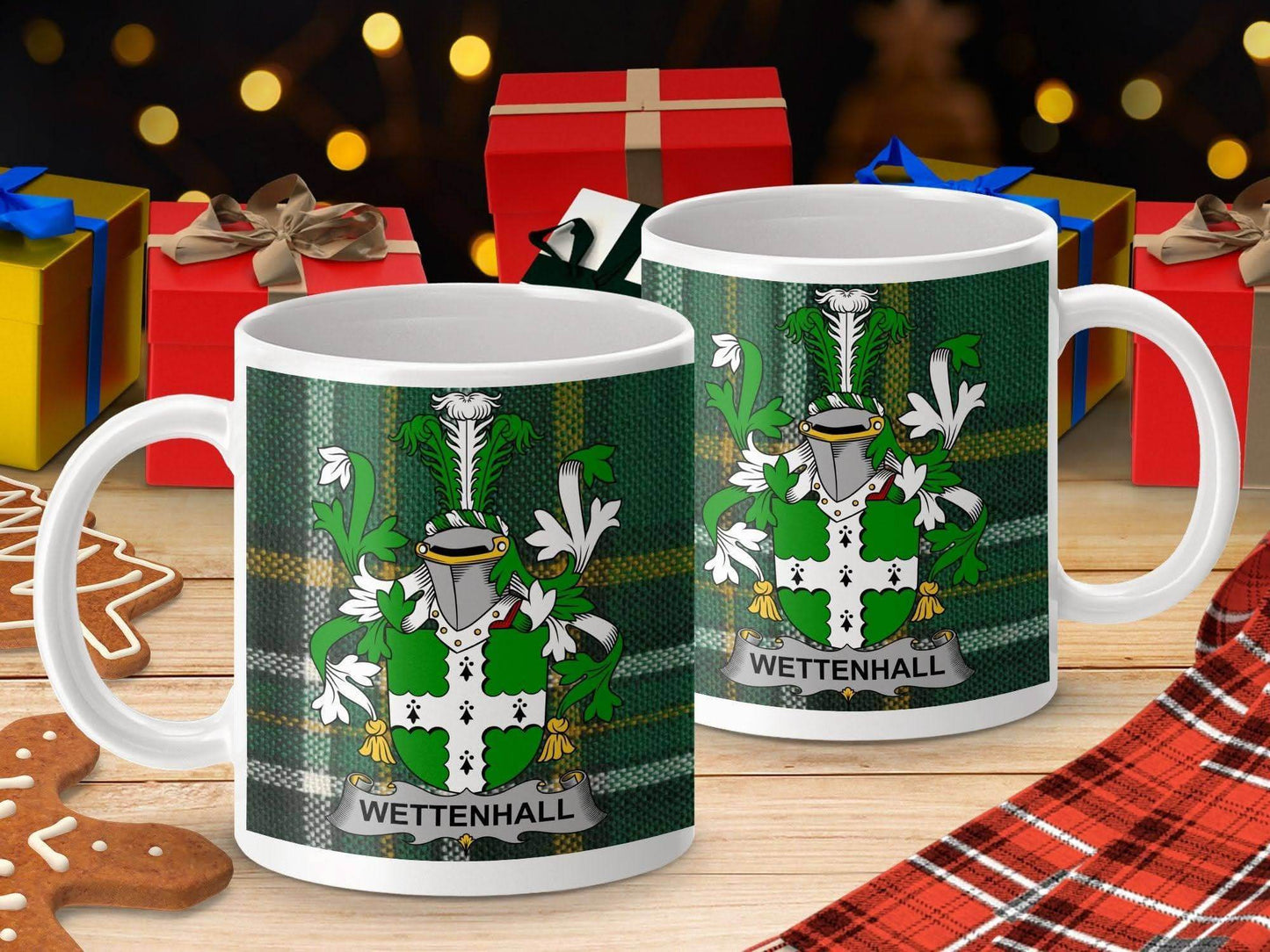 Wettenhall Surname Family Crest Irish Tartan Mug - Celtic Ancestry Gifts
