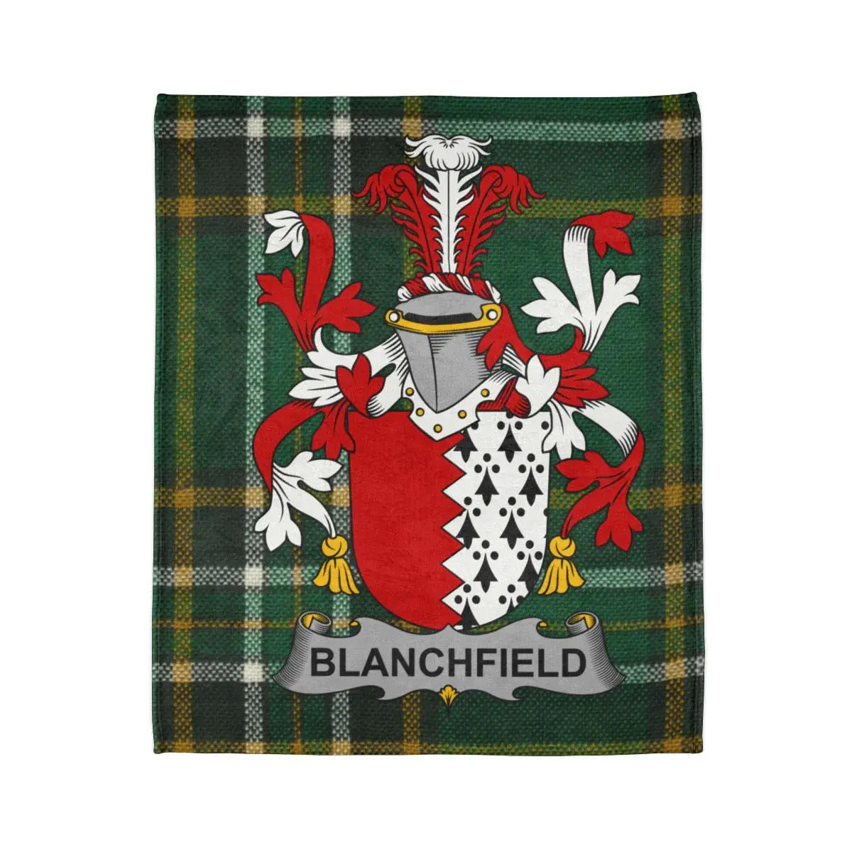 Blanchfield Family Crest with Tartan Pattern Blanket product