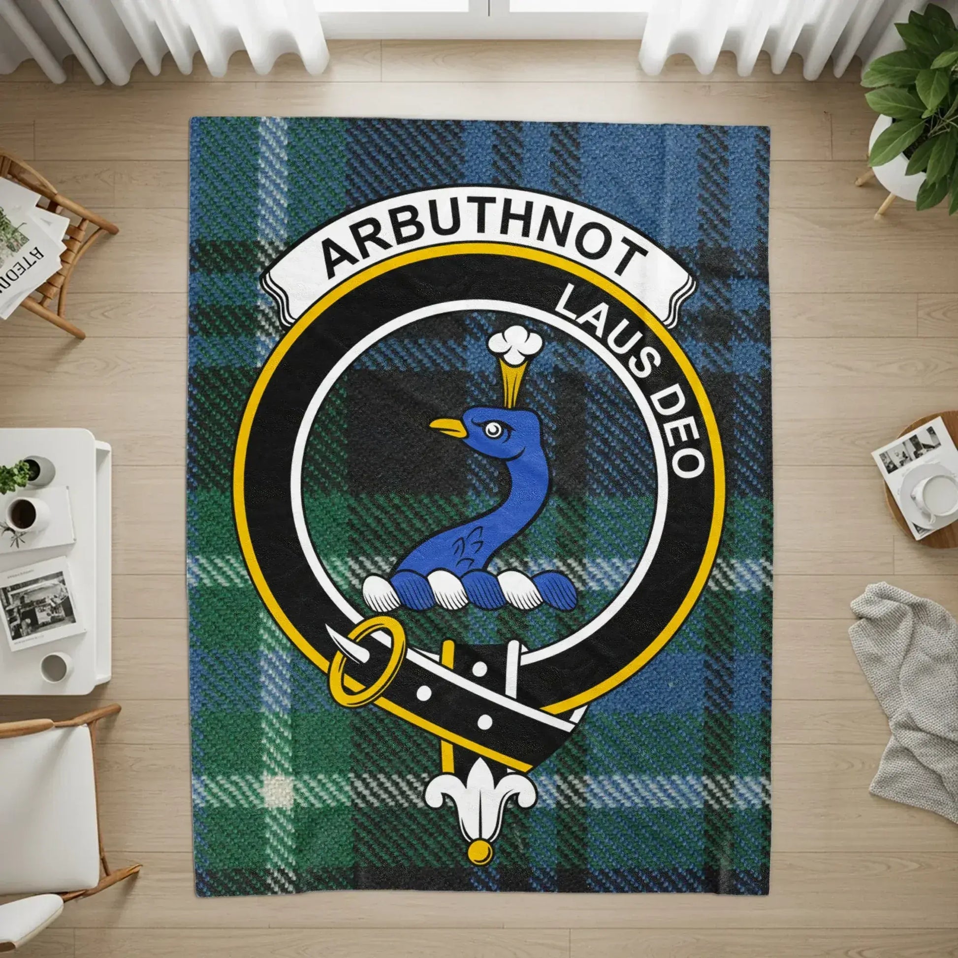 Arbuthnot Laus Deo Blue Green Tartan Rug product