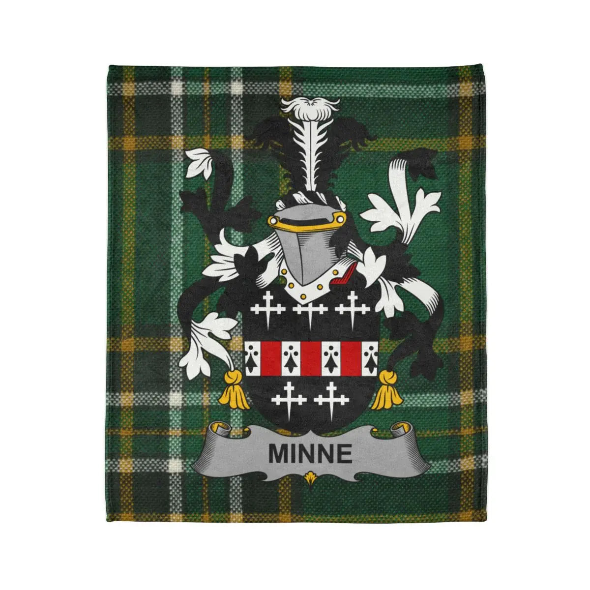 Minne Crest Emblem on Green and Yellow Plaid Blanket product
