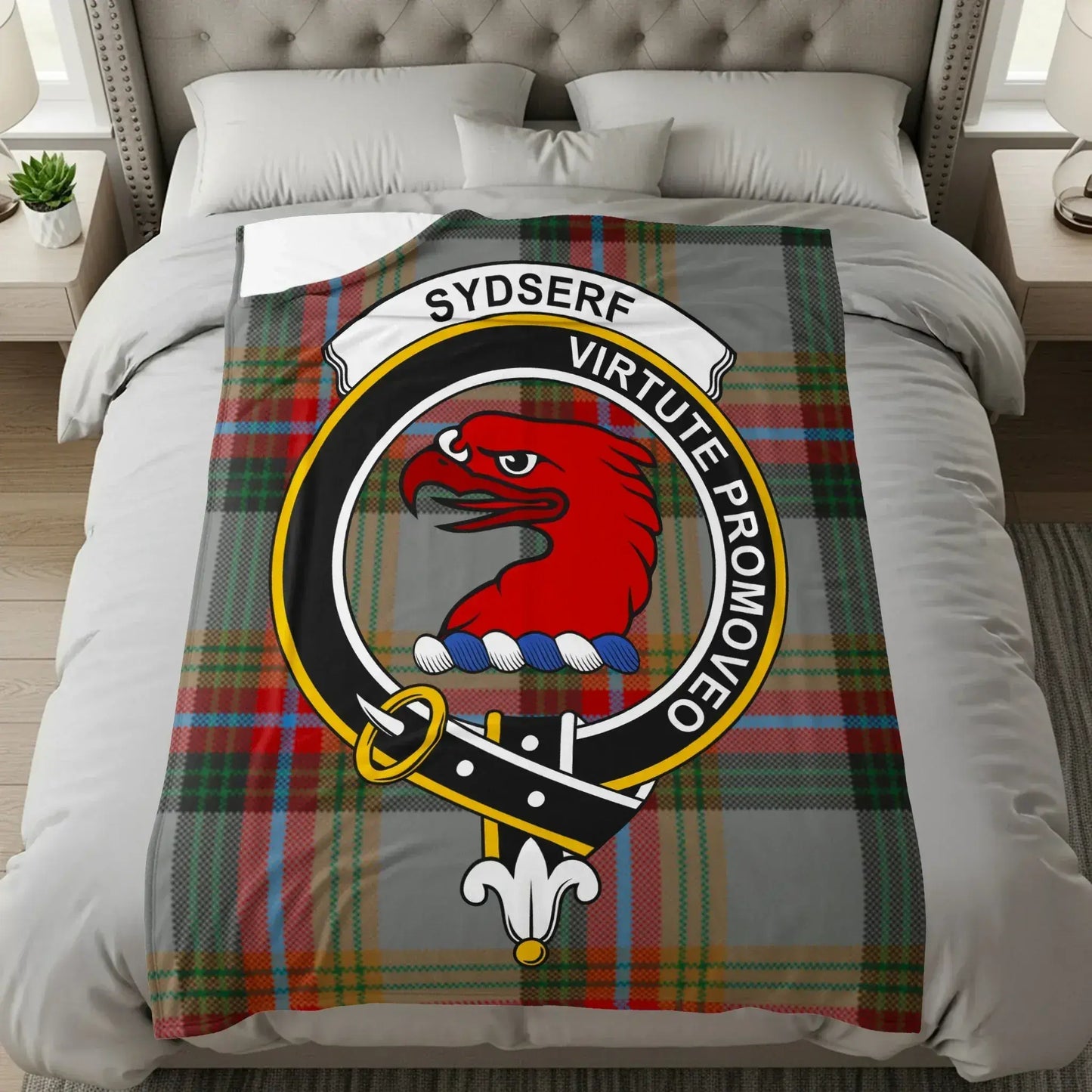 Clan Sydserf Virtute Promoveo Tartan Crest product type
