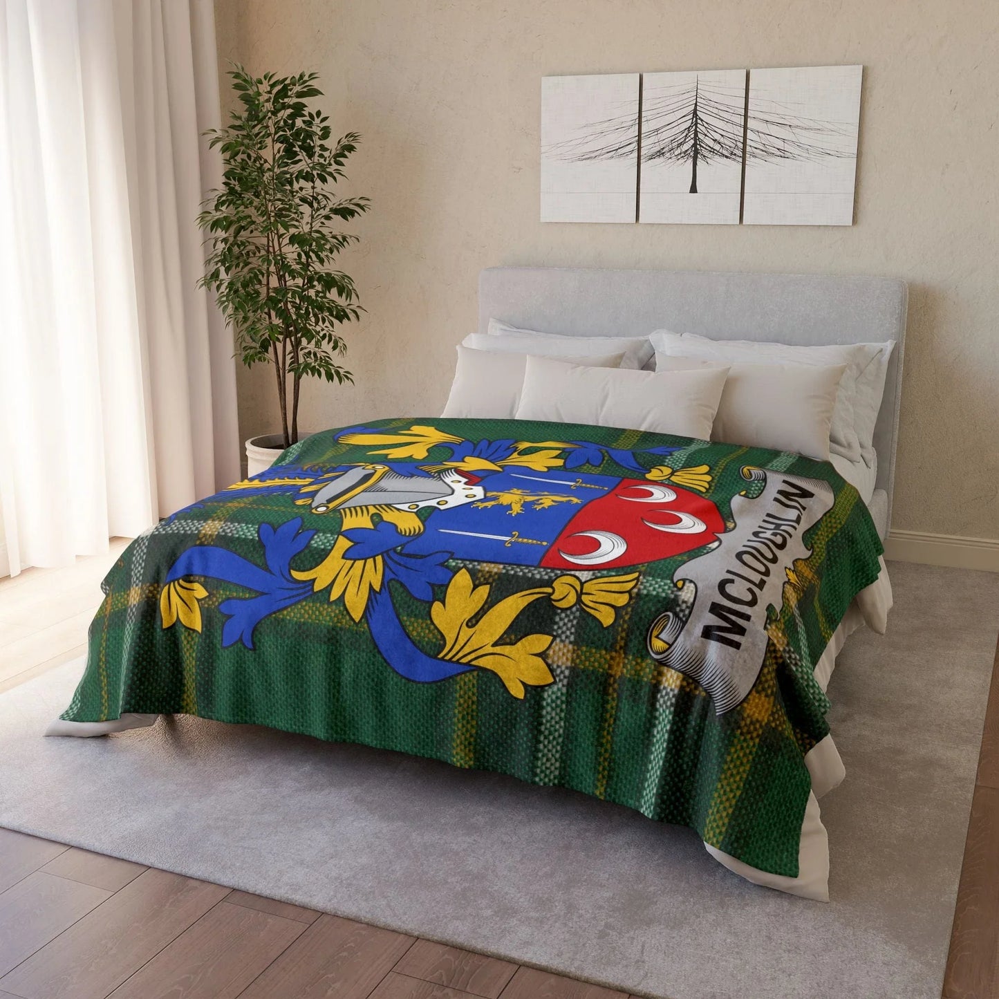 McLoughlin Surname Irish Coat Of Arms Tartan Blanket