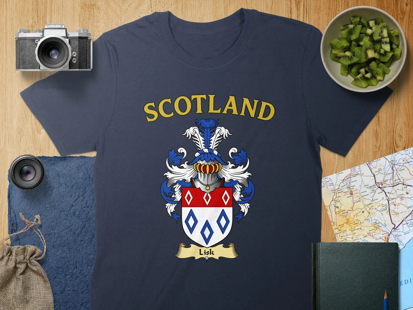 Scotland Lisk Family Crest Navy Blue T-shirt product