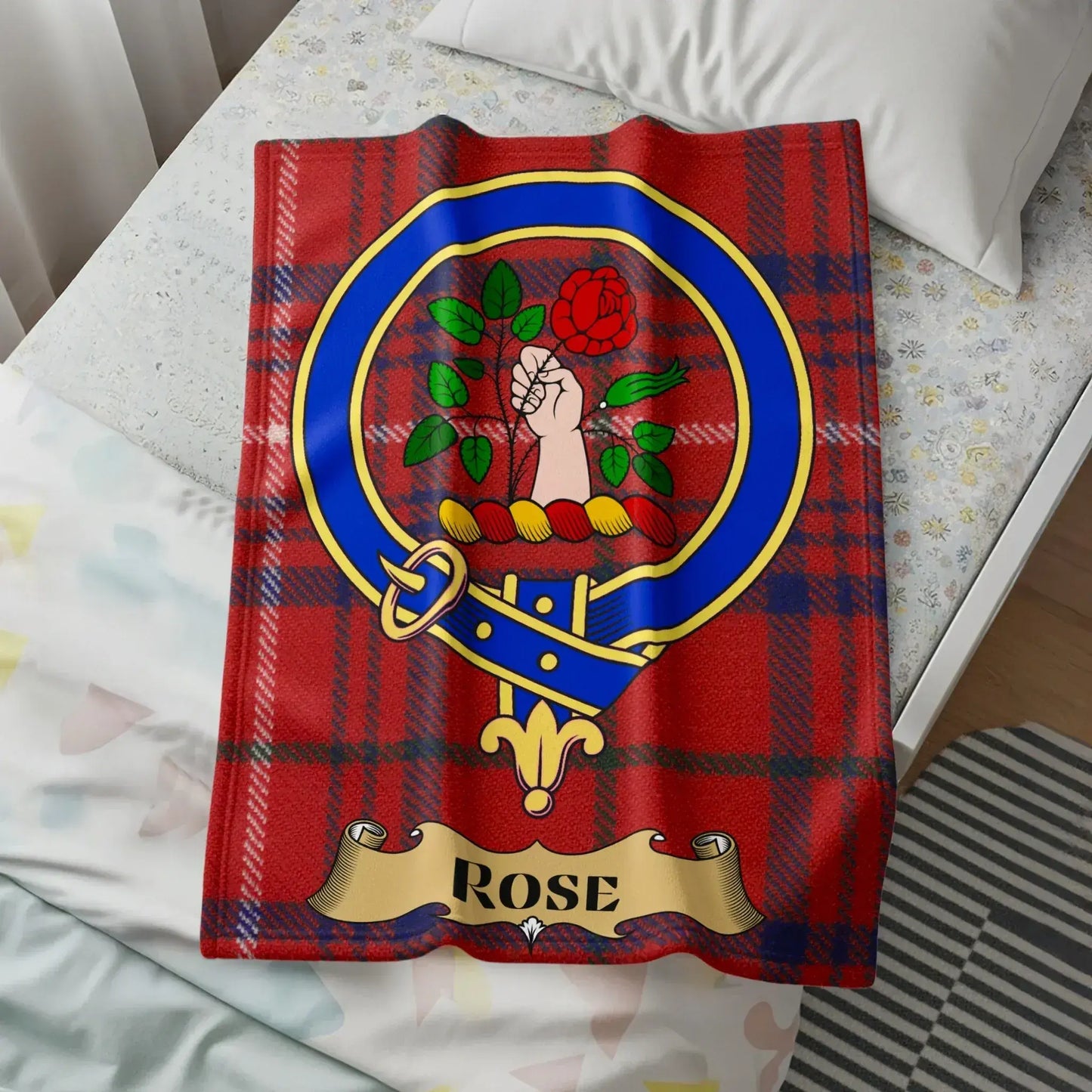 Clan Crest With Tartan Throw Blanket product type