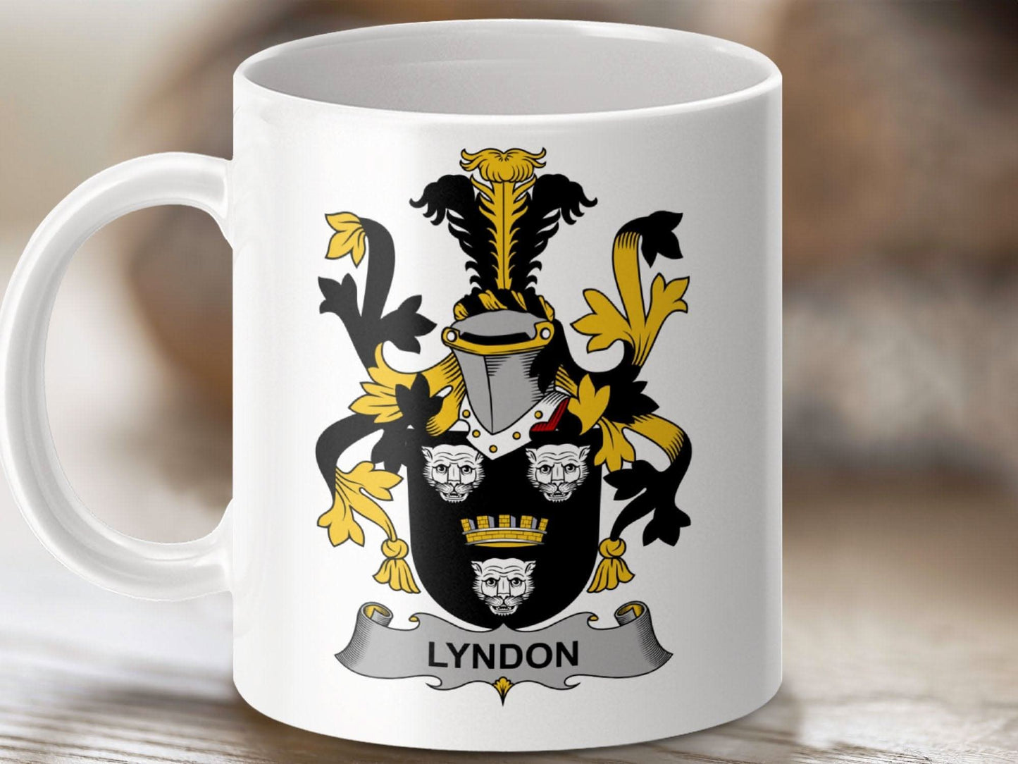 Lyndon Surname Irish Family Crest Mug - Celtic Ancestry Gifts