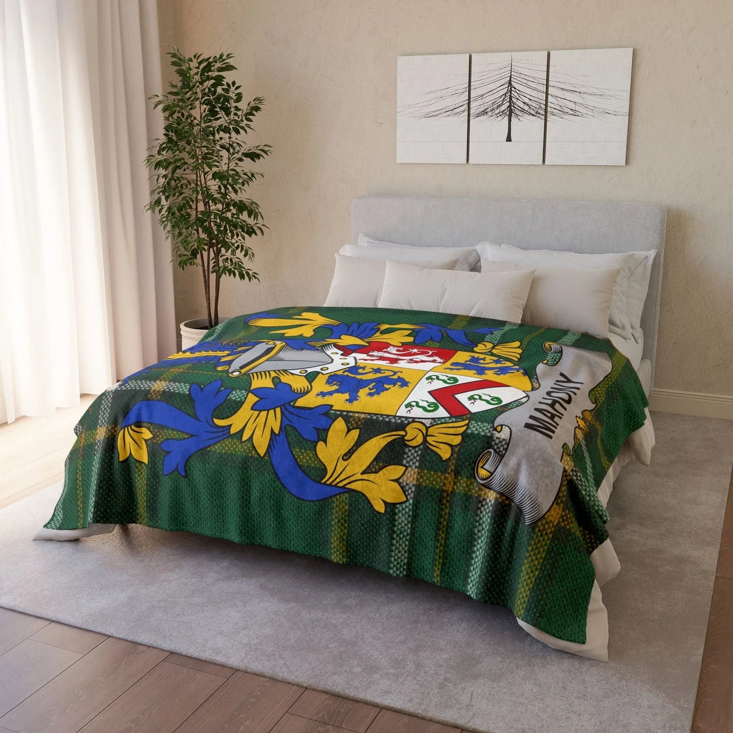 Mahony Surname Irish Coat Of Arms Tartan Blanket
