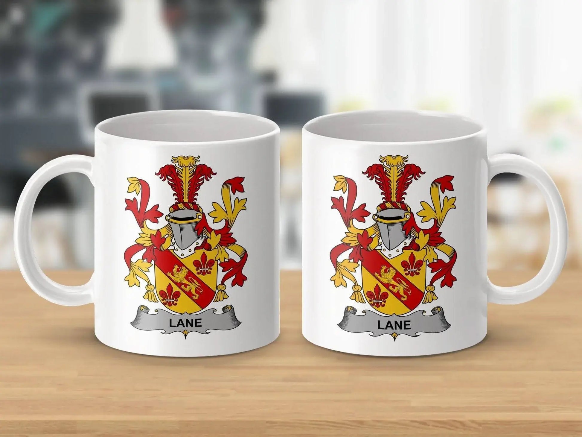 Lane Surname Irish Family Crest Coat Arms Heraldry Mug - Celtic Ancestry Gifts