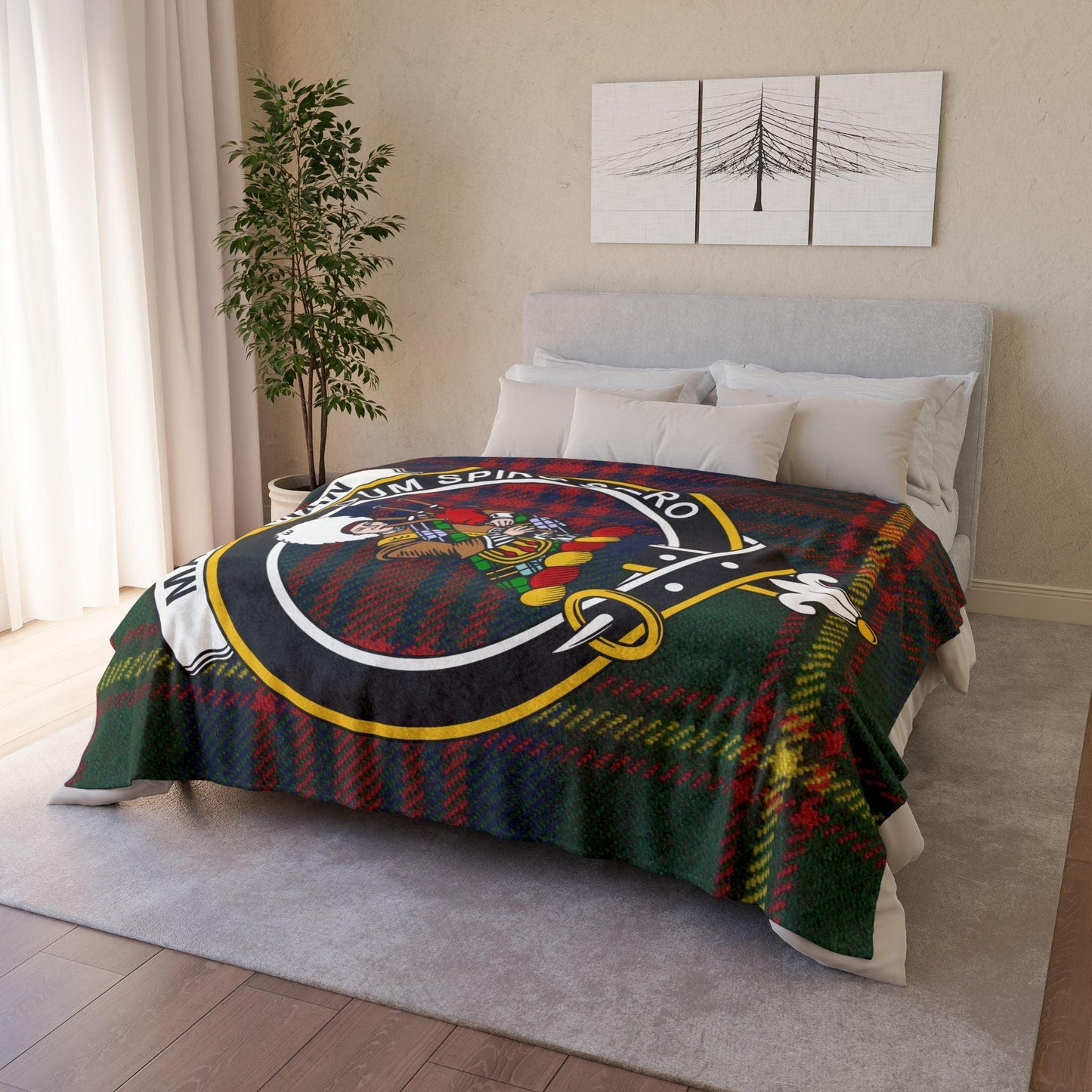 MacLennan Clan Tartan Blanket – Scottish Crest Throw, Soft & Cozy
