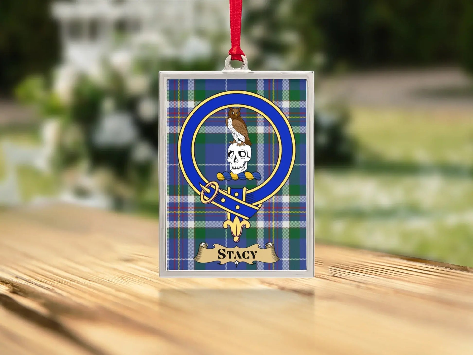 Personalized Family Crest Plaid Ornament product