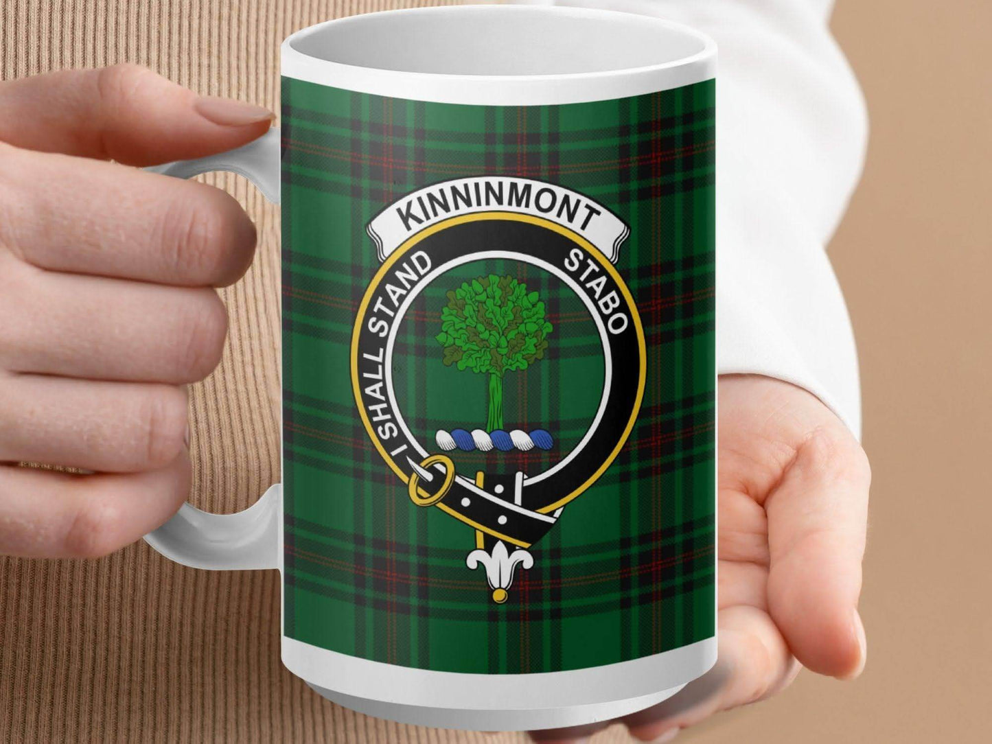 Kinninmont Clan Crest Tartan Mug Scottish Product