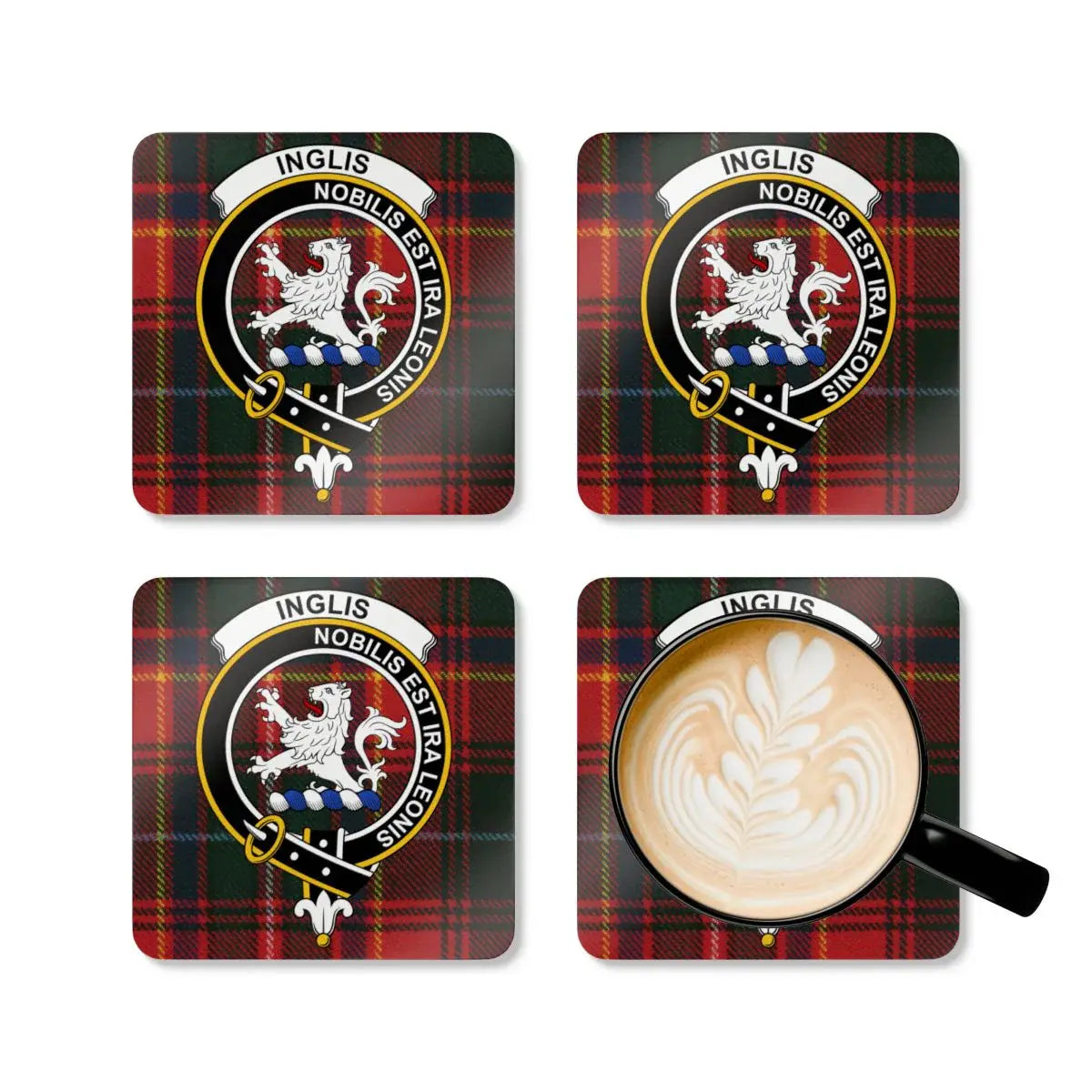 Inglis Clan Crest Tartan Coasters product type