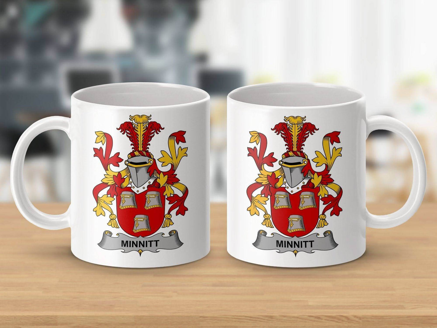 Minnitt Family Crest Coat of Arms Emblem mug - Celtic Ancestry Gifts