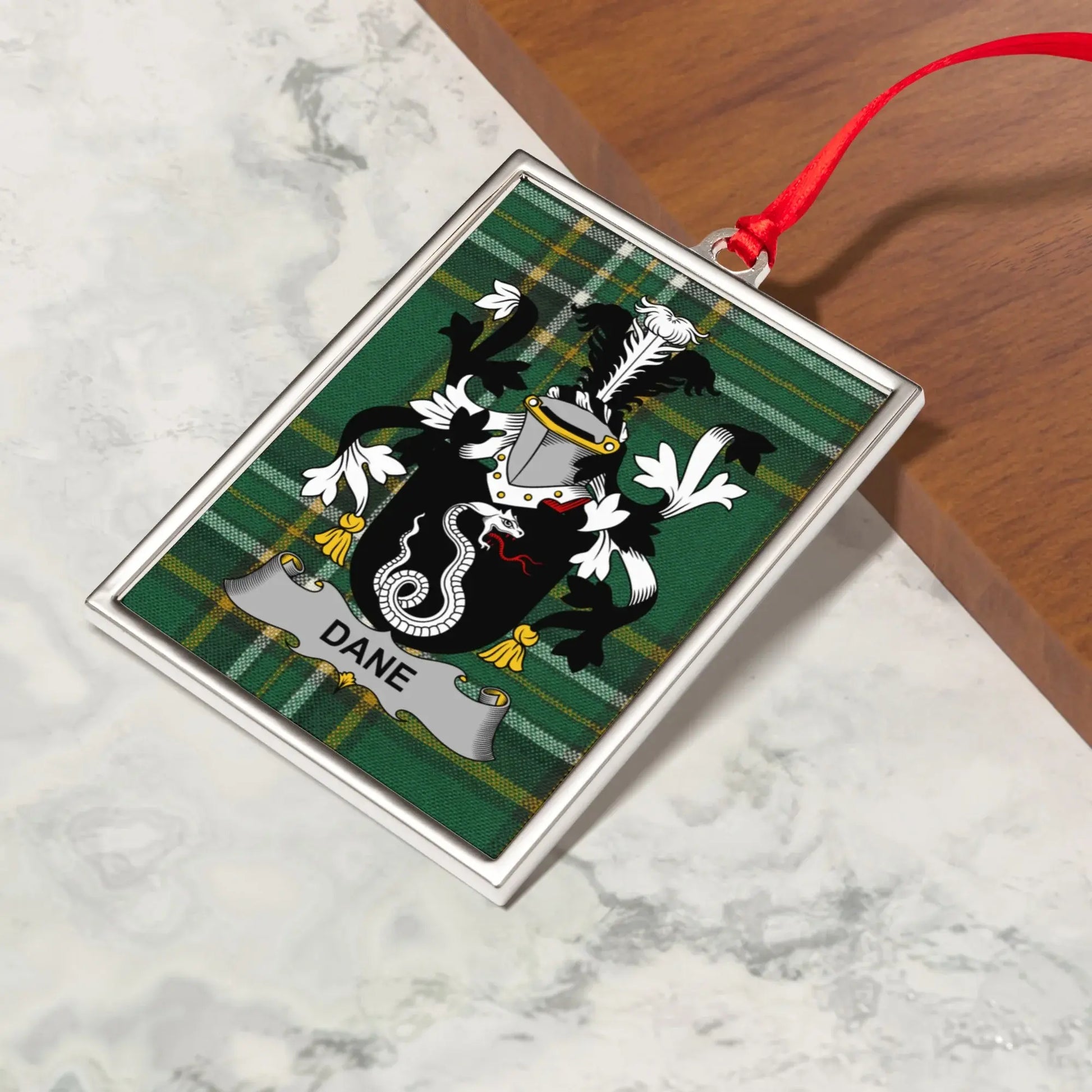 Custom Family Crest with Tartan Design Ornament product