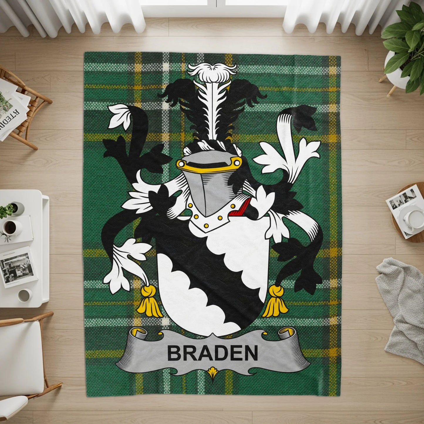 Personalized Braden Family Crest Plaid Design Rug product