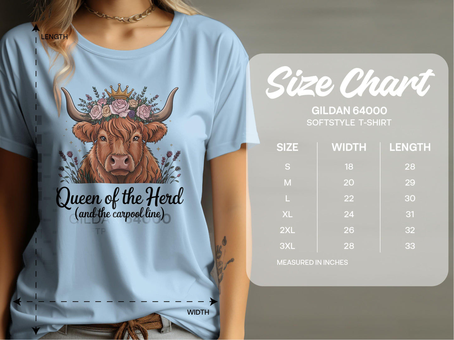 Queen of the Herd Highland Cow Graphic T-shirt product type
