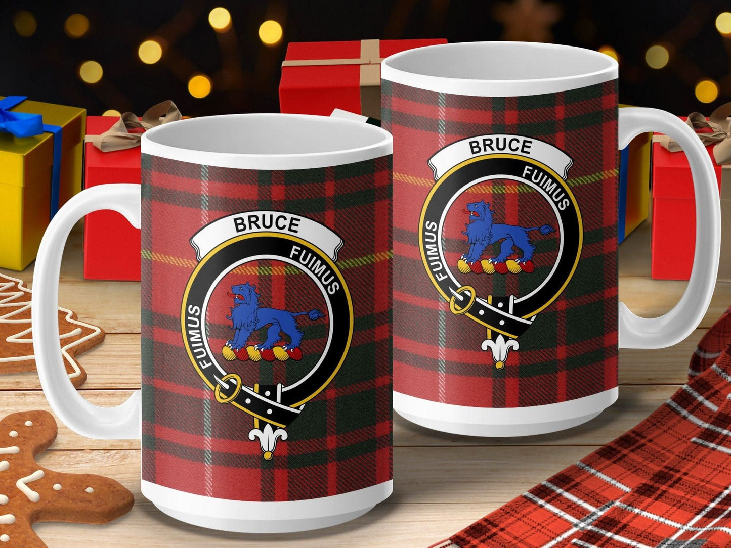 Personalized Bruce Family Clan Crest Plaid Mug product type